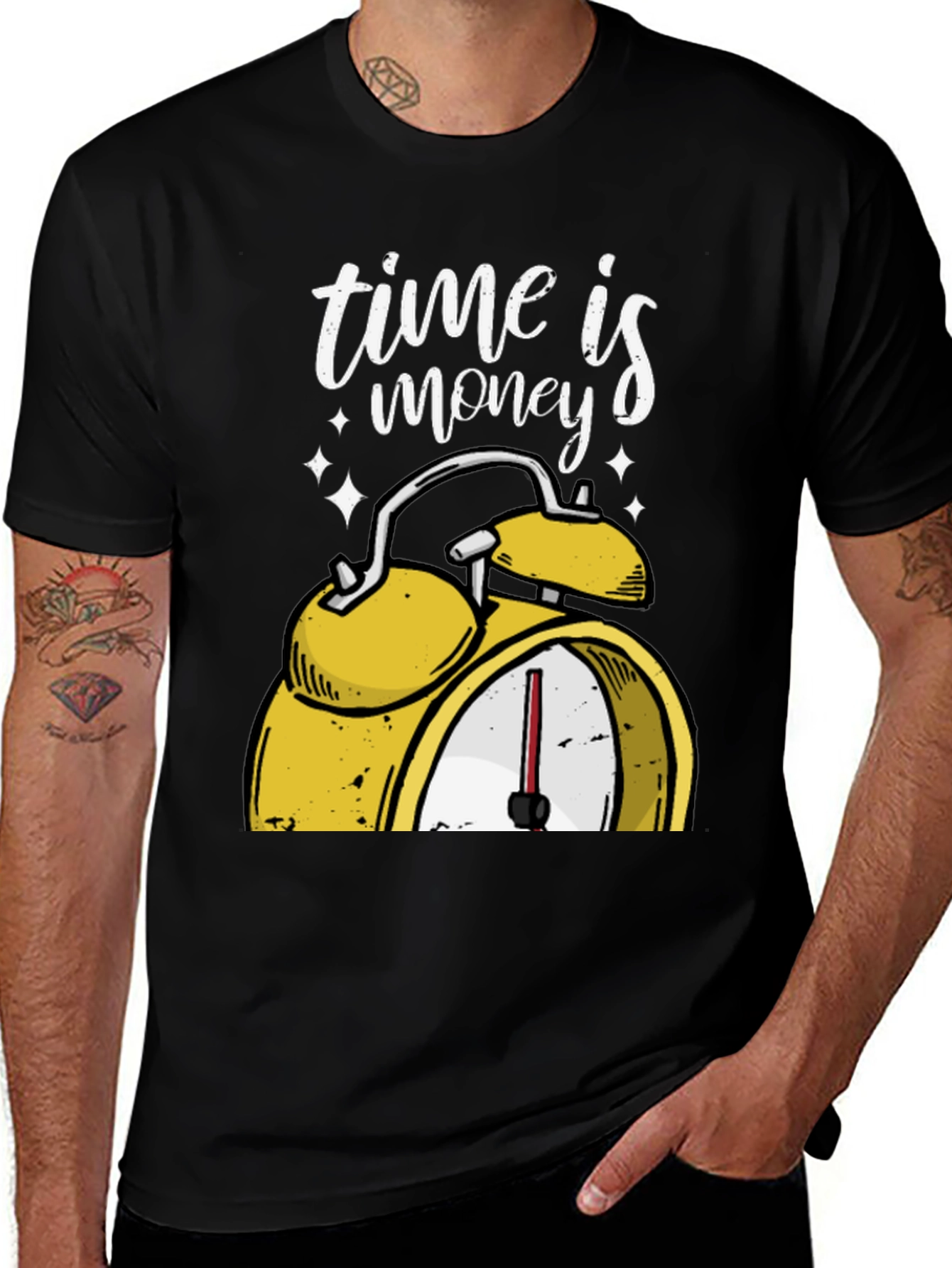 Variant 22 of Time is Money Graphic T-Shirt - Black Cotton Tee