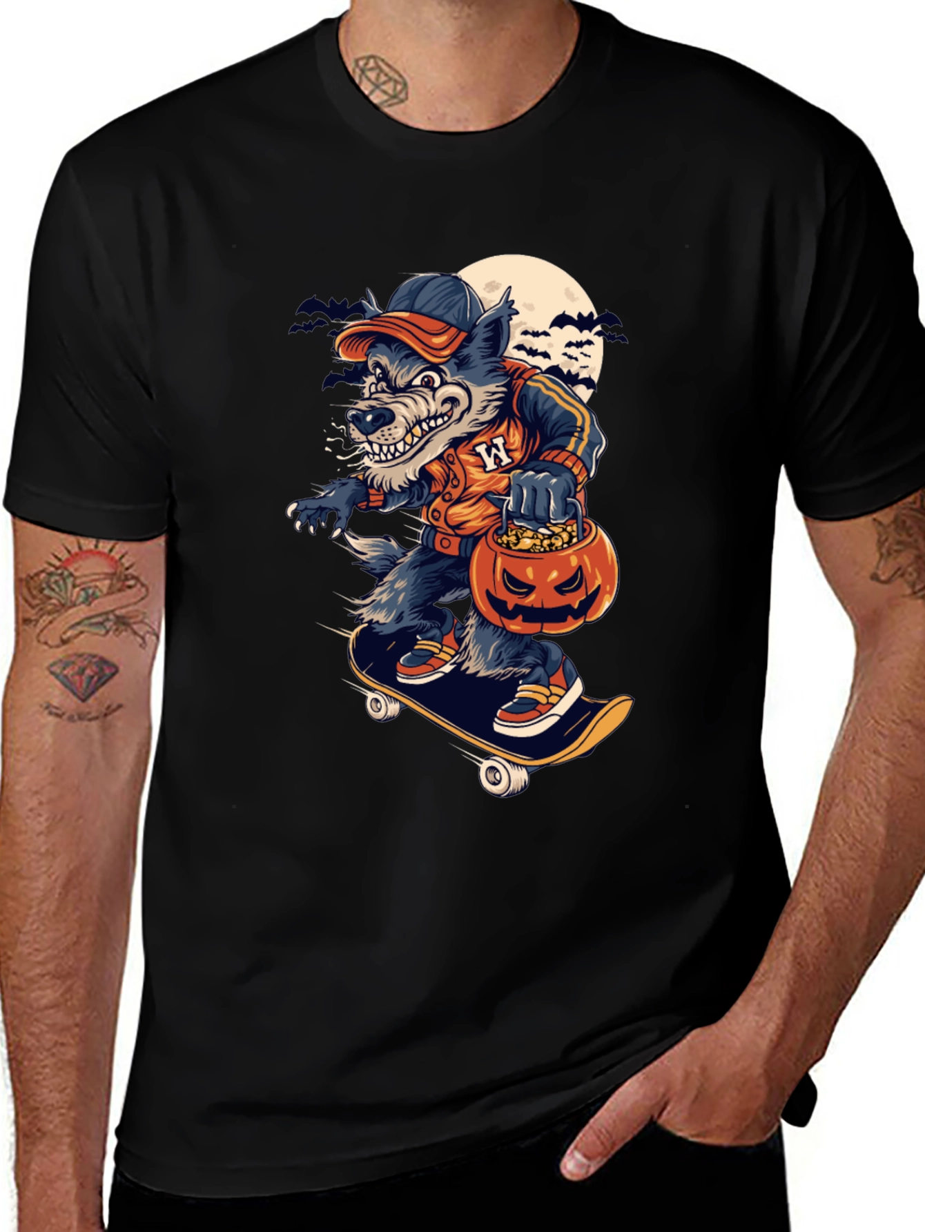 Variant 28 of Skateboarding Wolf T-Shirt - Halloween Style