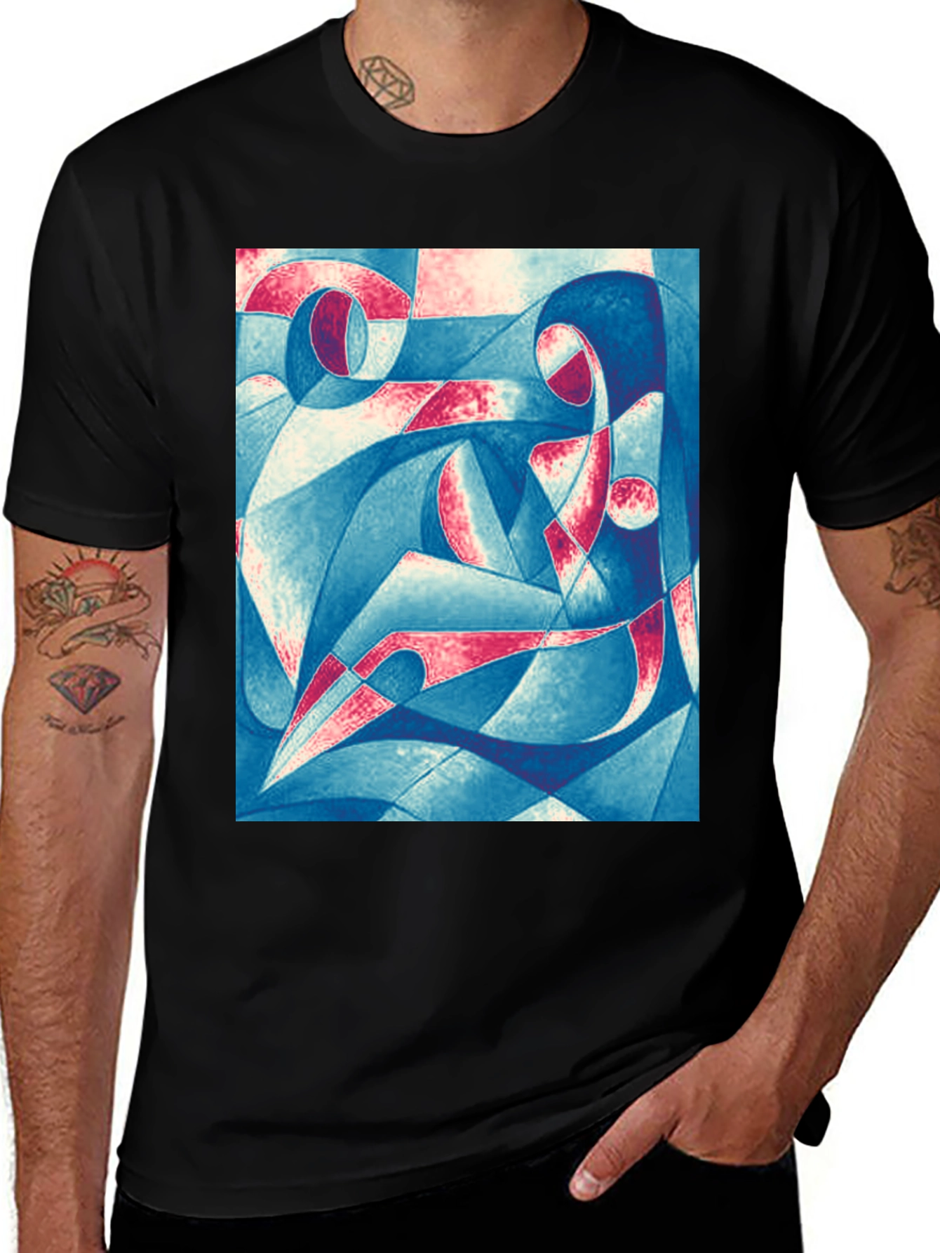 Variant 20 of Abstract Art Print Black Tee