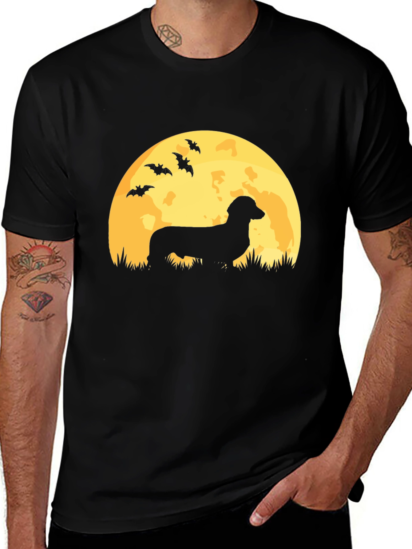 Variant 7 of Dachshund Moon Halloween Graphic Tee
