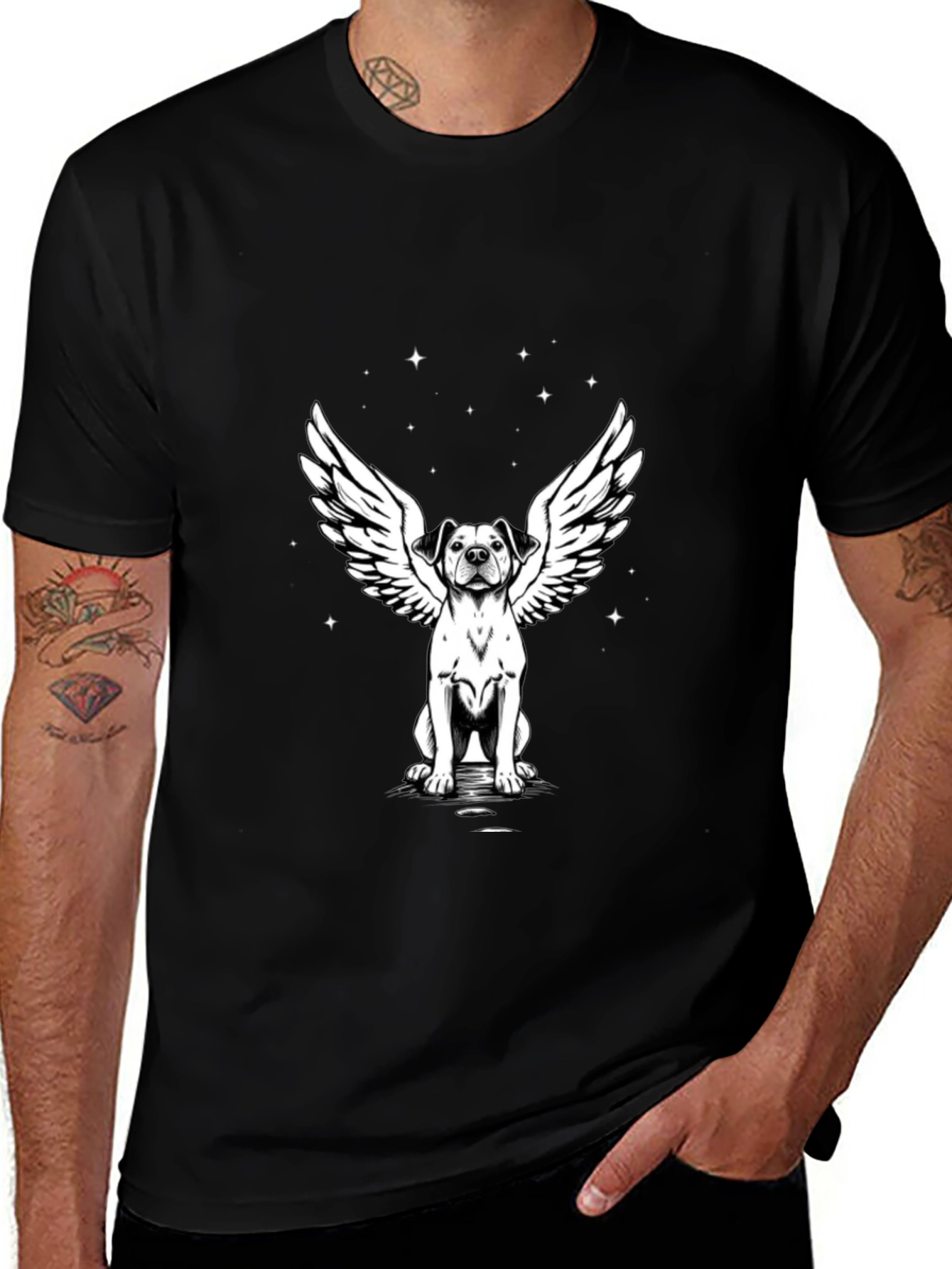 Variant 22 of Angel Dog Graphic T-Shirt - Black