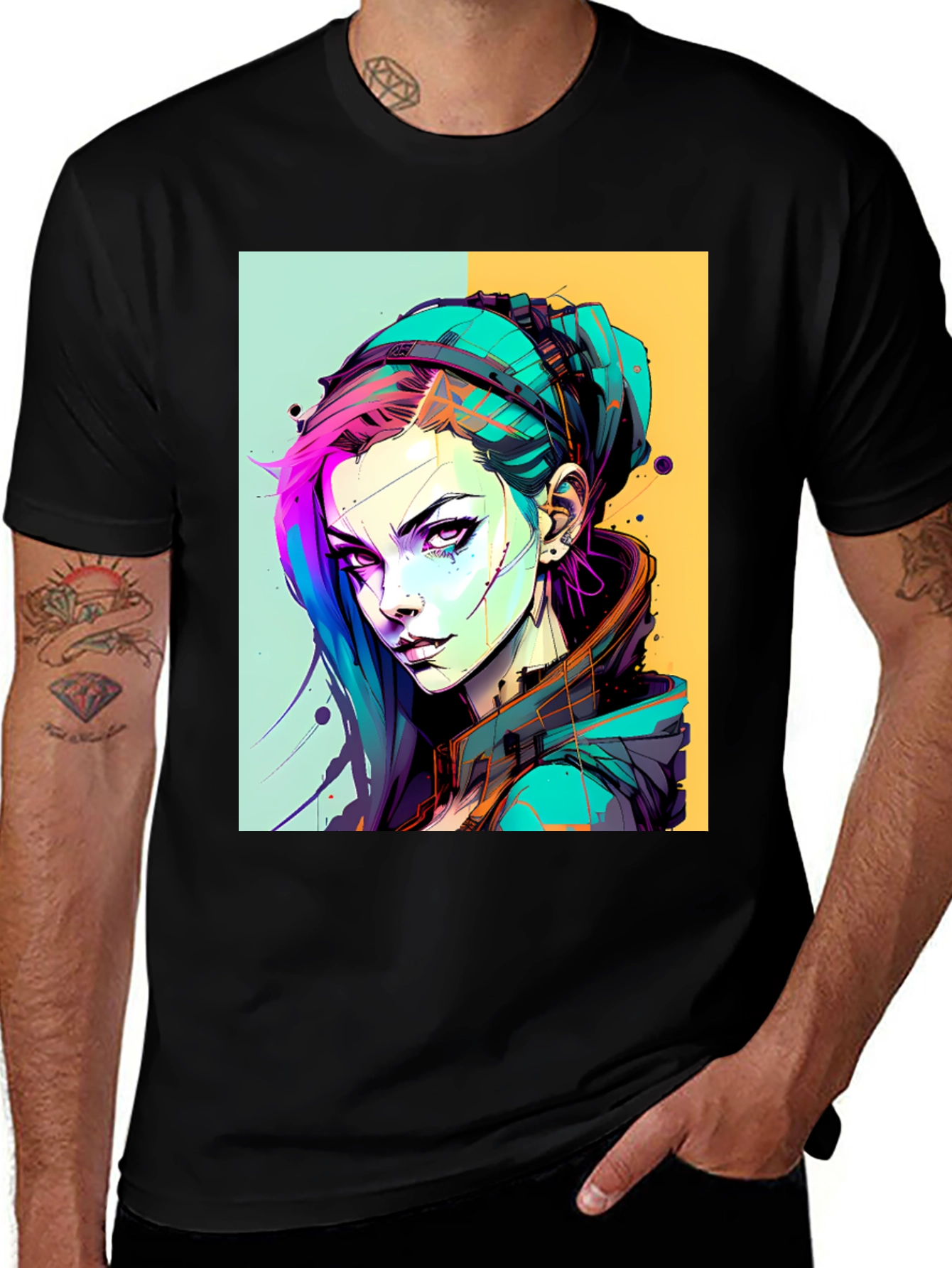 Variant 17 of Edgy Anime Art Graphic Tee - Unisex Black T-Shirt