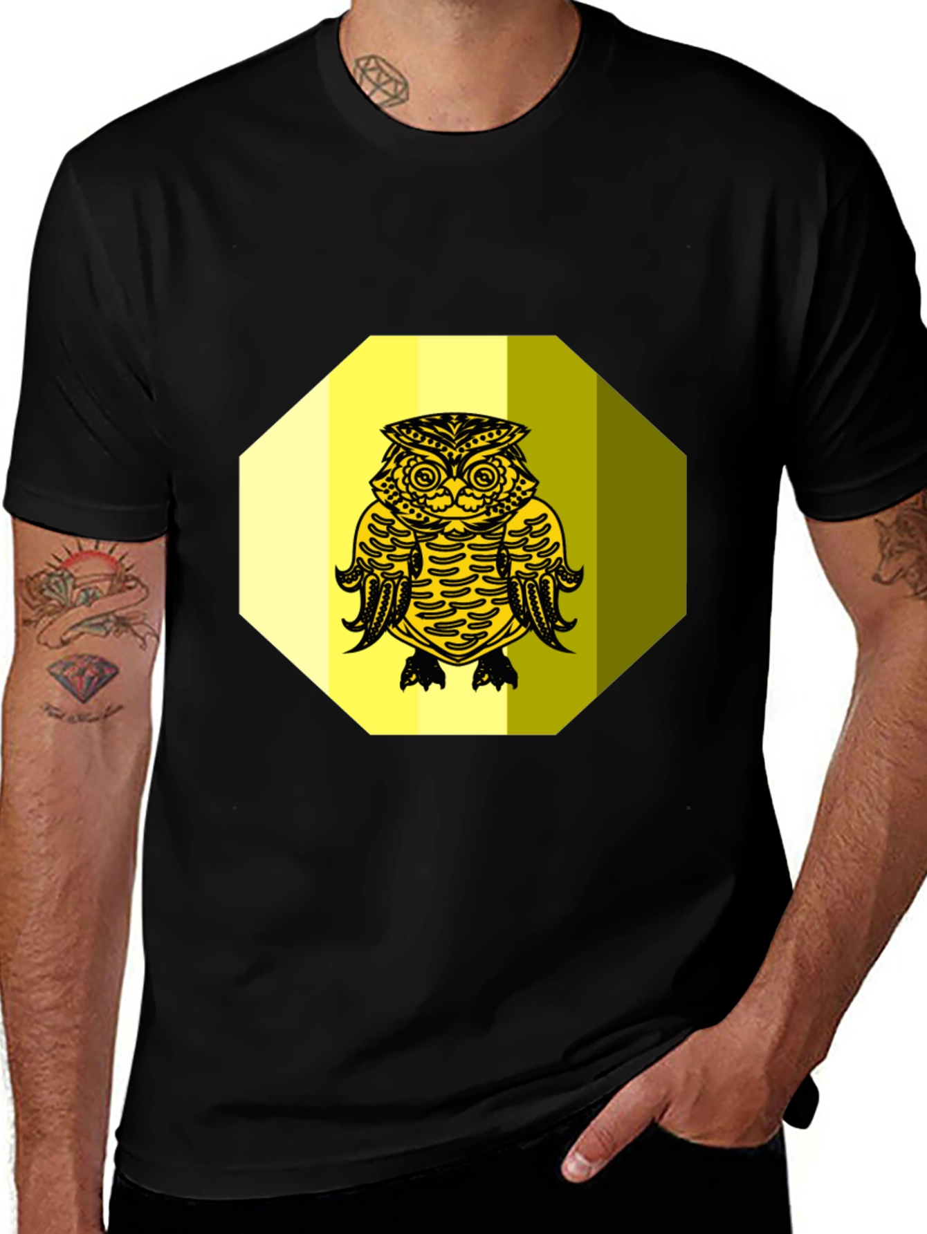 Variant 2 of Owl Graphic Tee - Black Cotton Blend