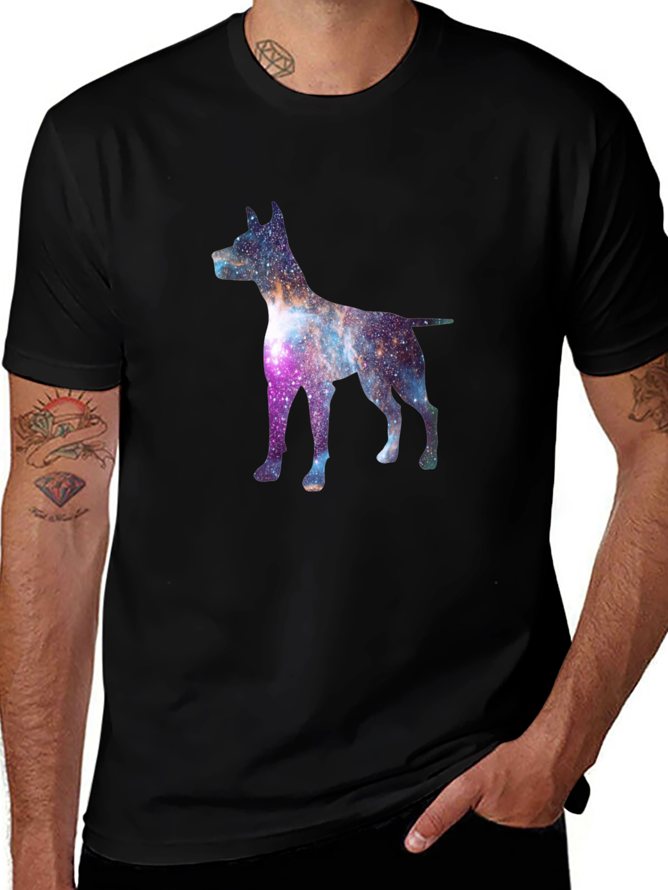 Galaxy Dog Graphic Print Men's T-Shirt