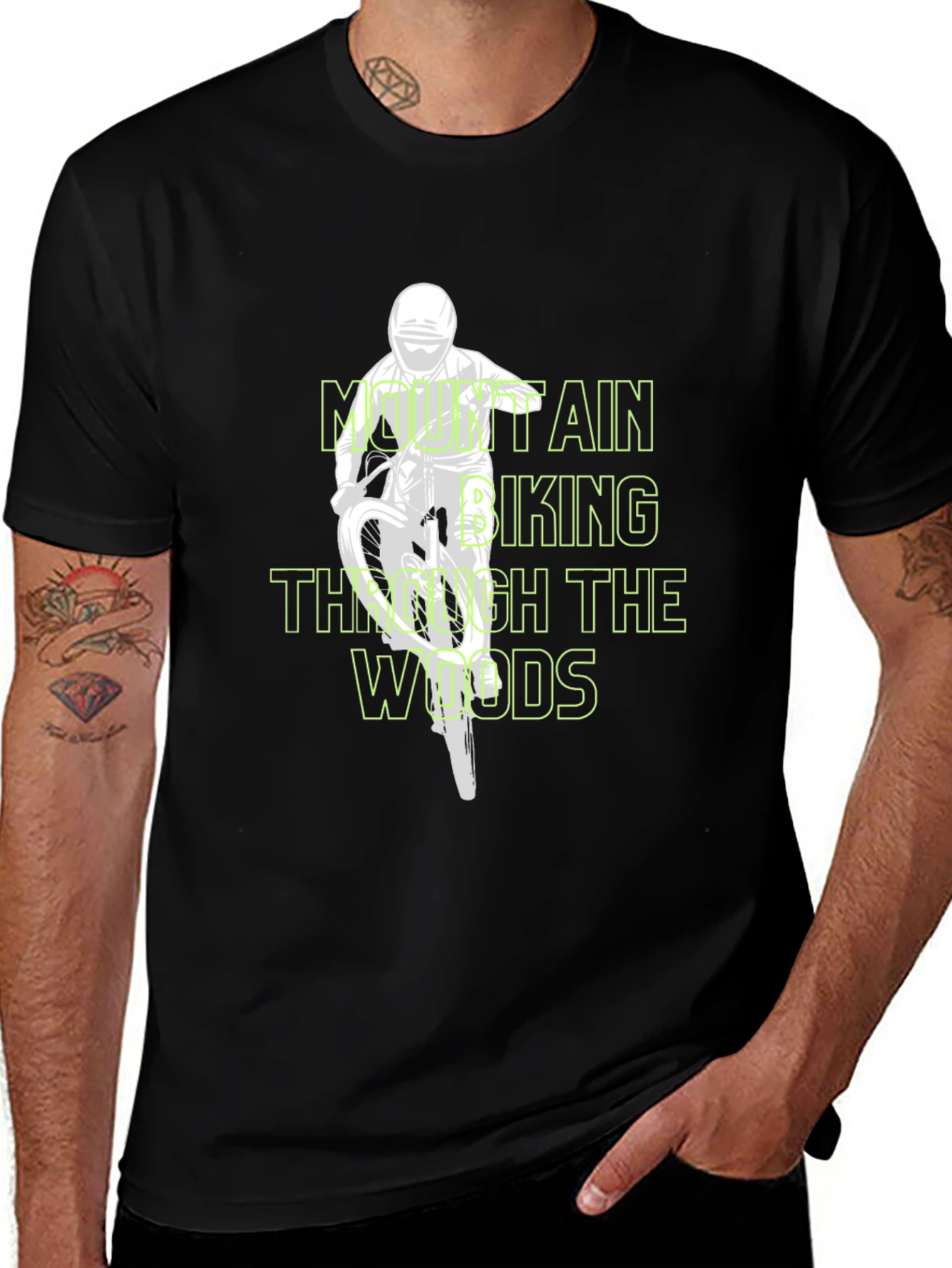 Variant 14 of Mountain Biking Through the Woods Black T-Shirt