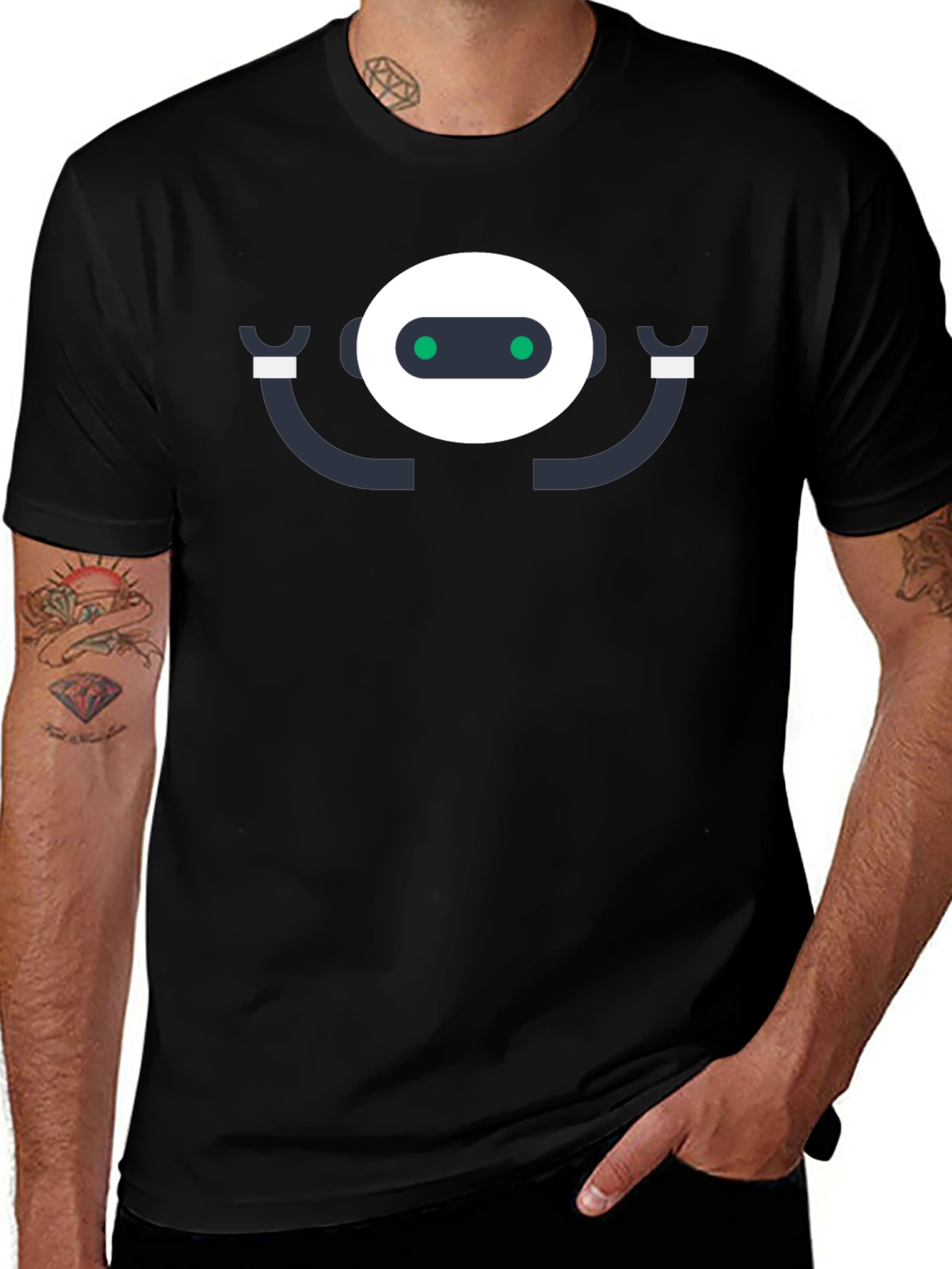 Variant 25 of Robot Graphic Tee - Black Crew Neck