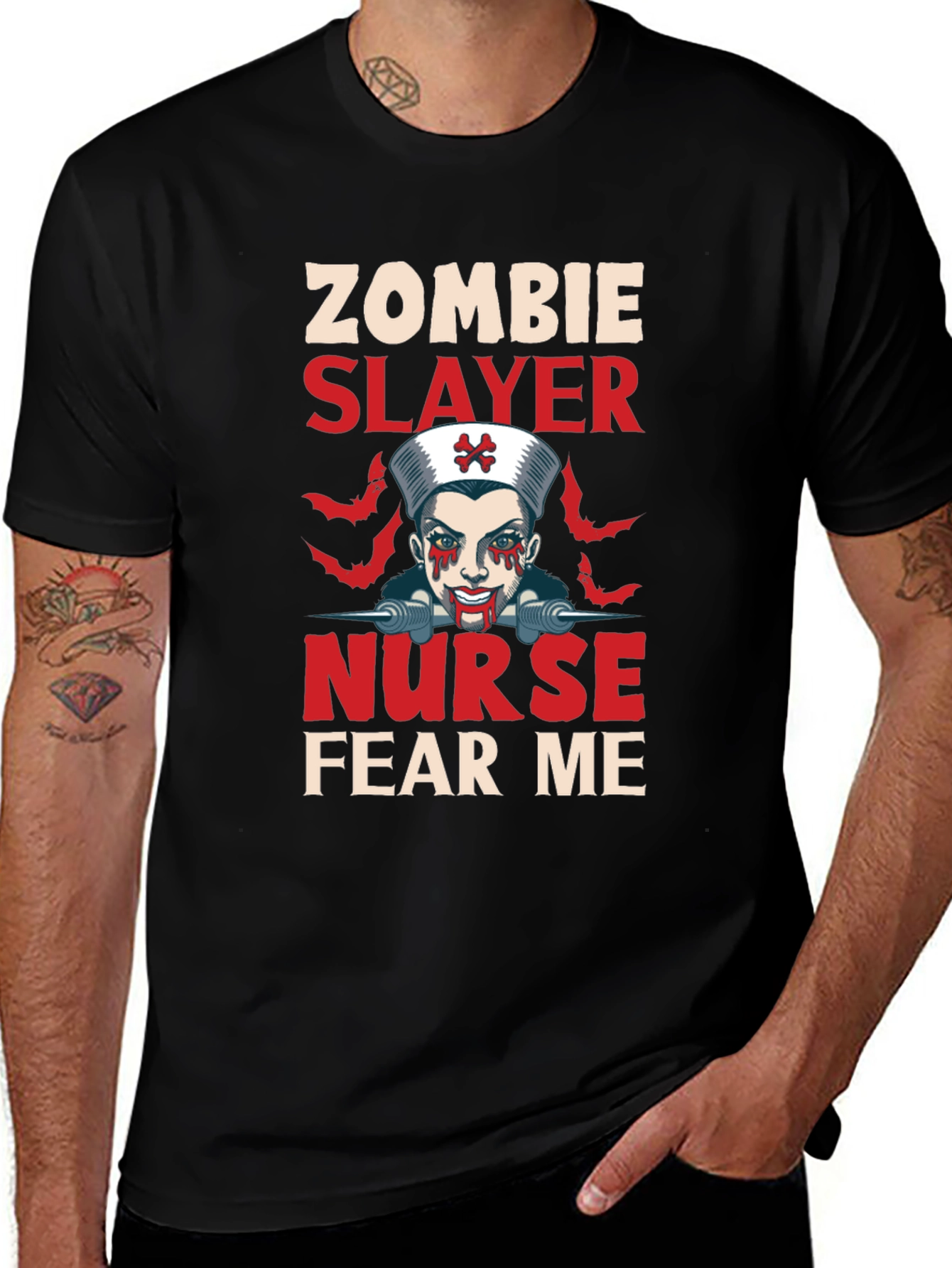 Zombie Slayer Nurse T-Shirt - Fear Me!