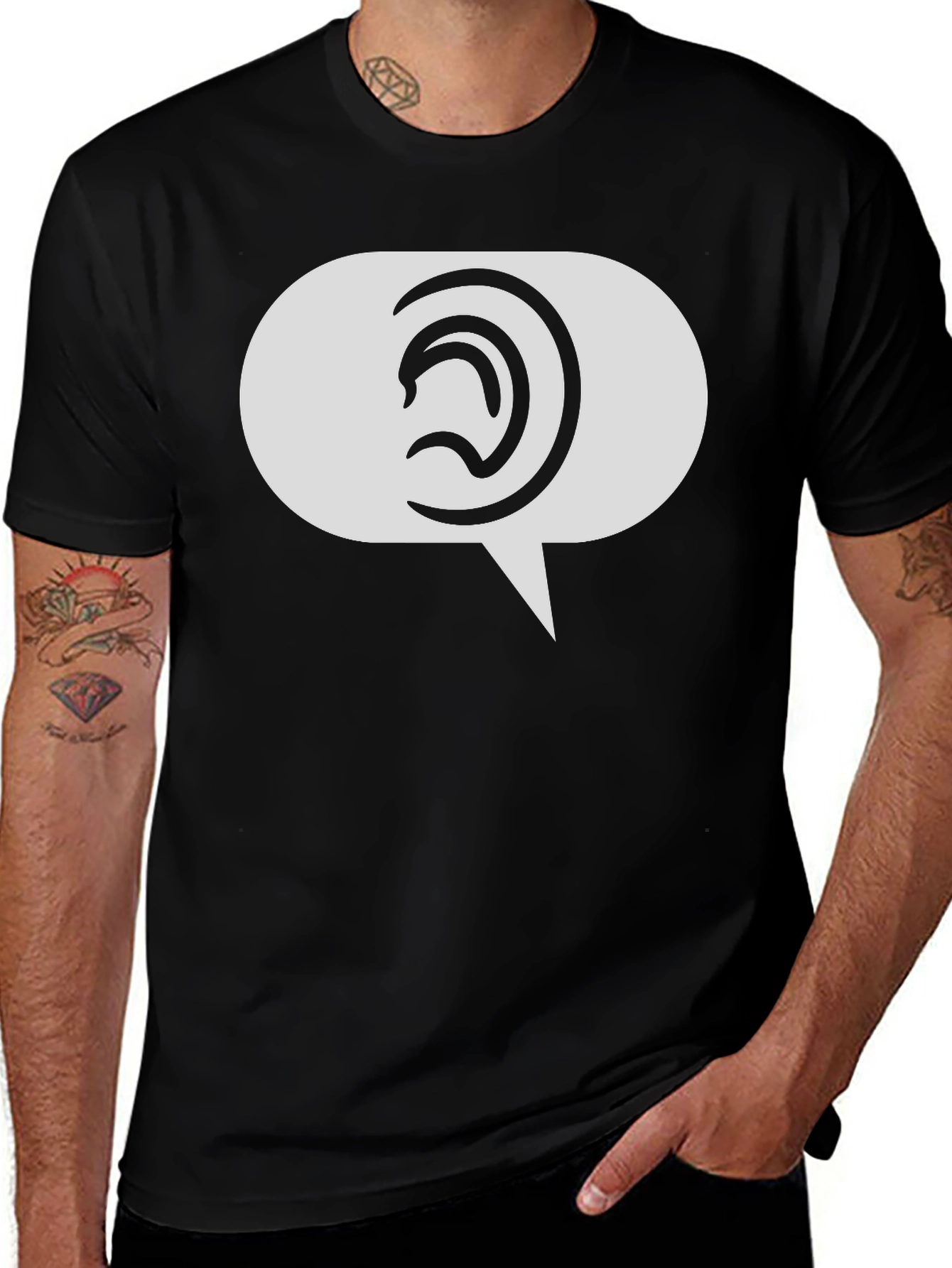 Variant 9 of Listen Up T-Shirt - Speech Bubble Ear Graphic Tee