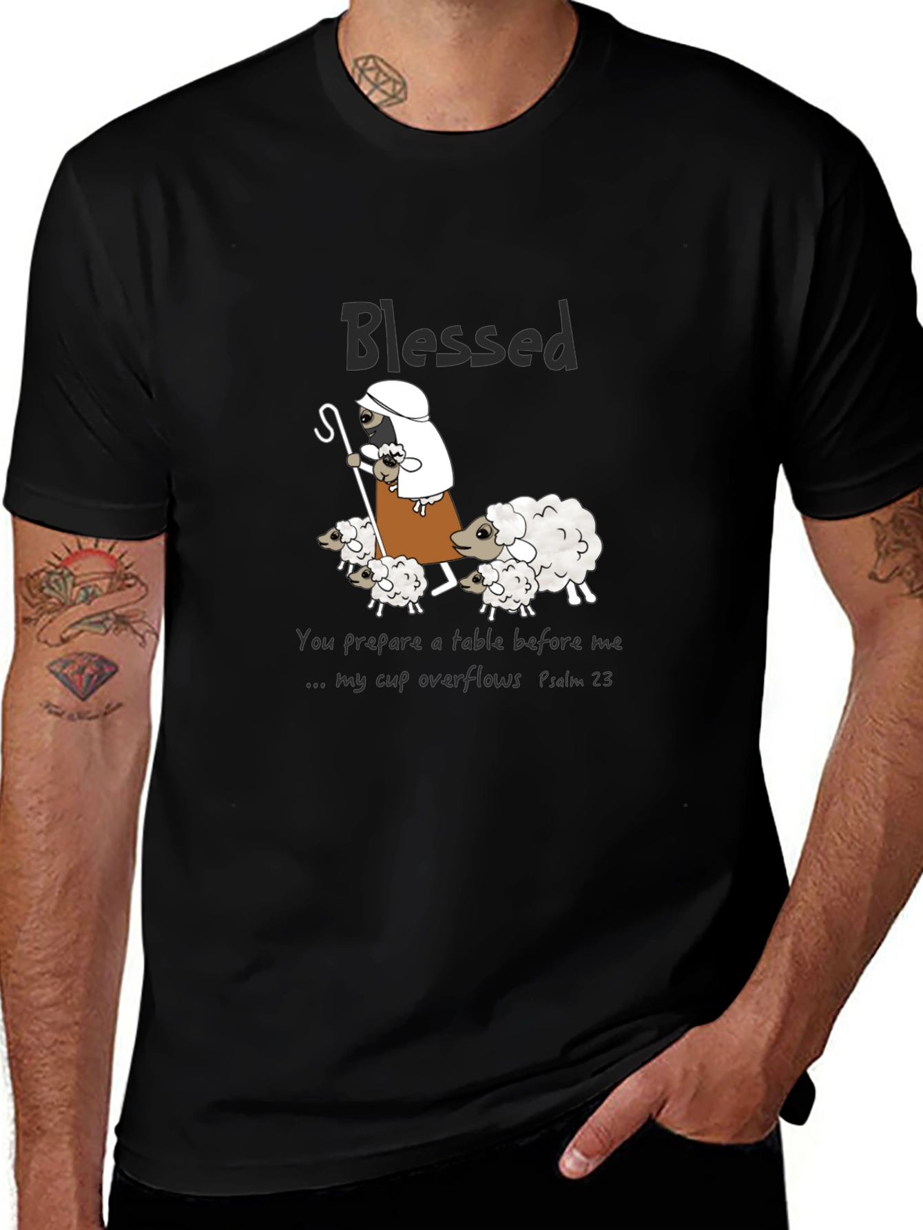 Blessed Shepherd & Sheep Graphic T-Shirt