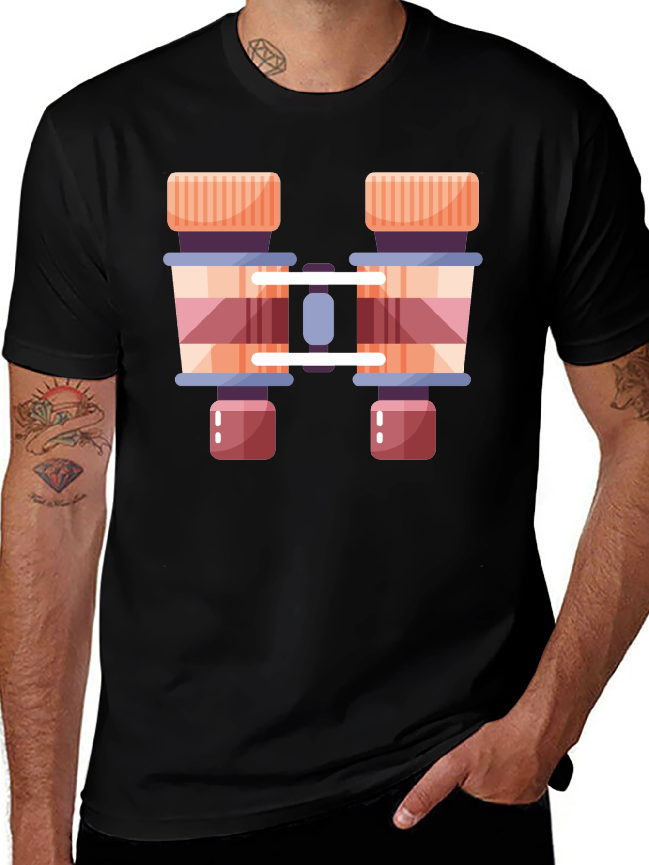 Variant 15 of Binoculars Graphic Black T-Shirt - See the World!