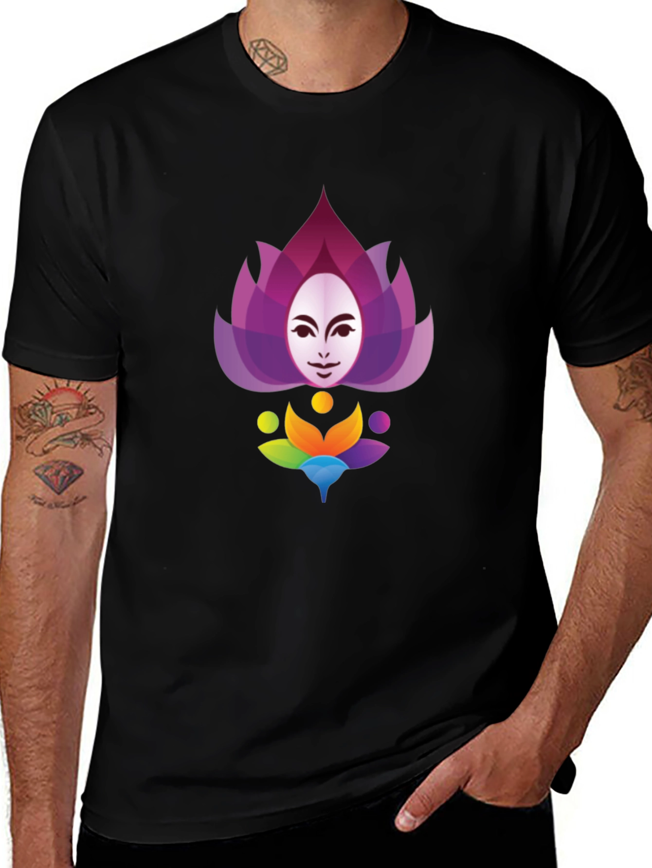Variant 5 of Lotus Face Graphic T-Shirt - Stylish Cotton Blend