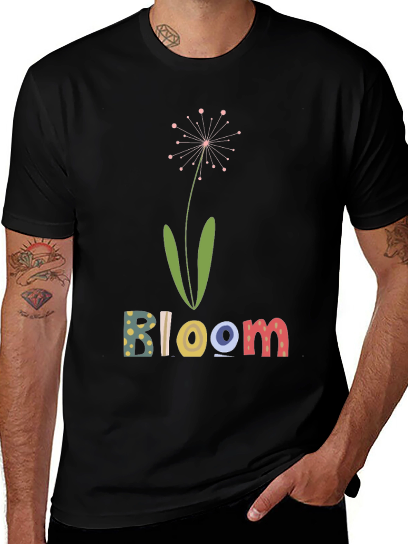 Variant 29 of Bloom Graphic Tee - Black Cotton Blend T-Shirt
