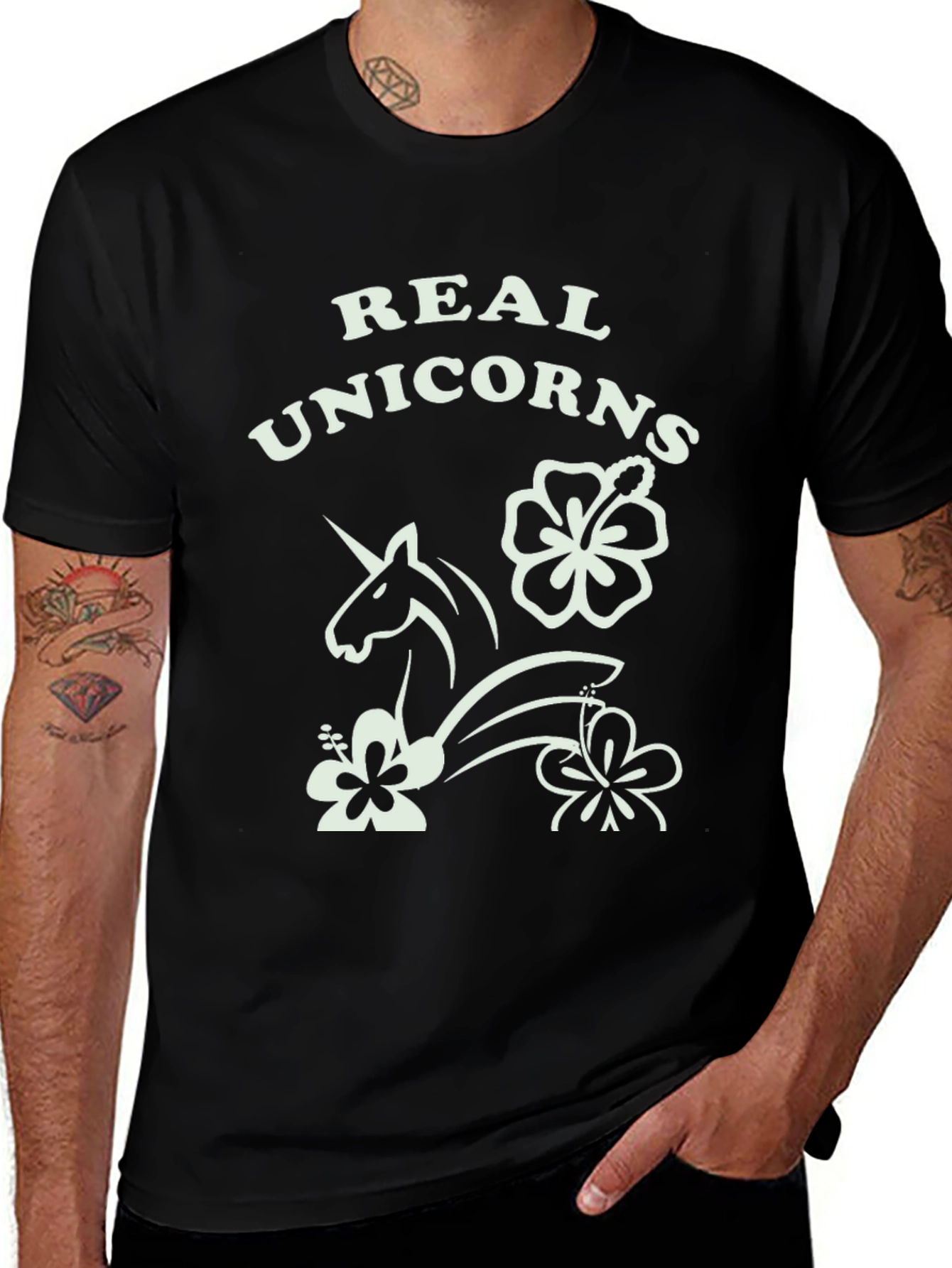Variant 20 of Real Unicorns Graphic Tee - Black T-Shirt