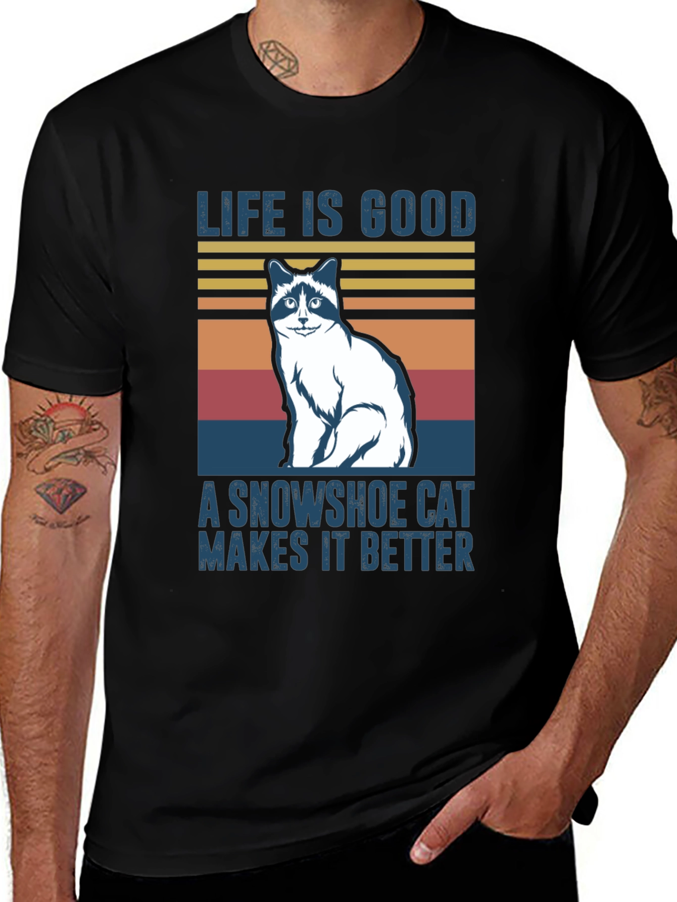 Life is Good Snowshoe Cat T-Shirt