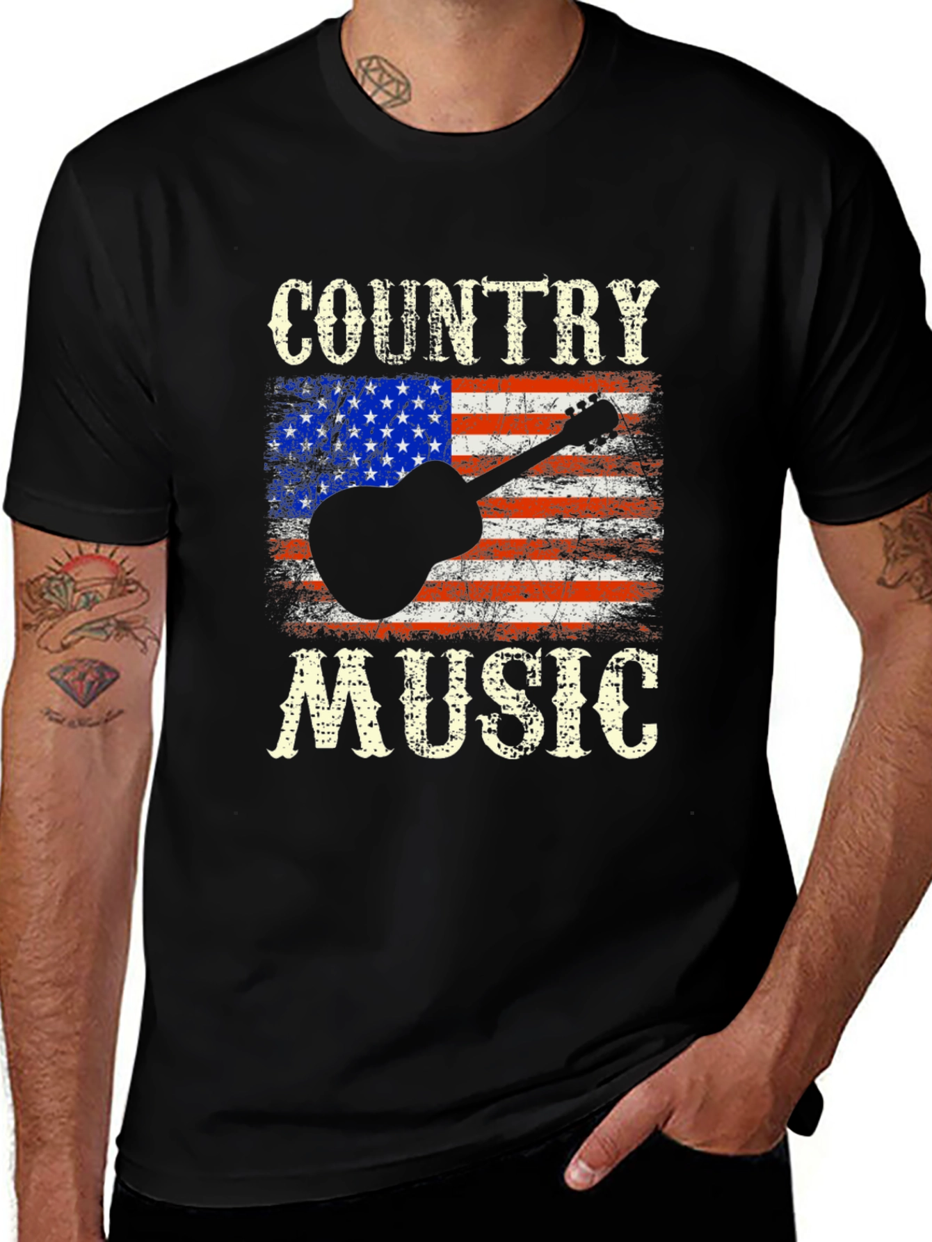 Variant 12 of Country Music American Flag Guitar T-Shirt