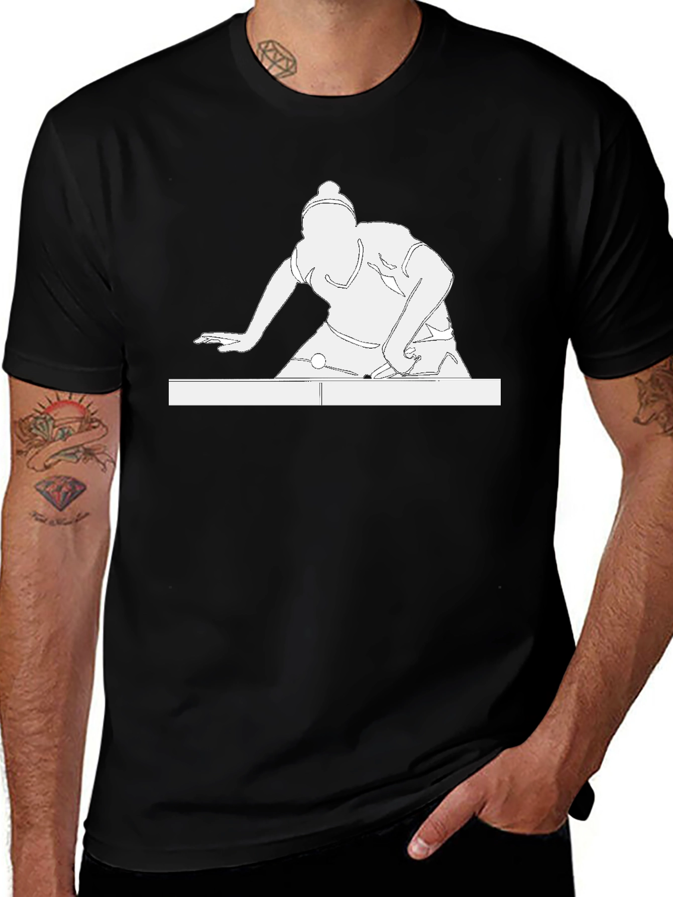 Variant 14 of Table Tennis Player Graphic Tee - Black