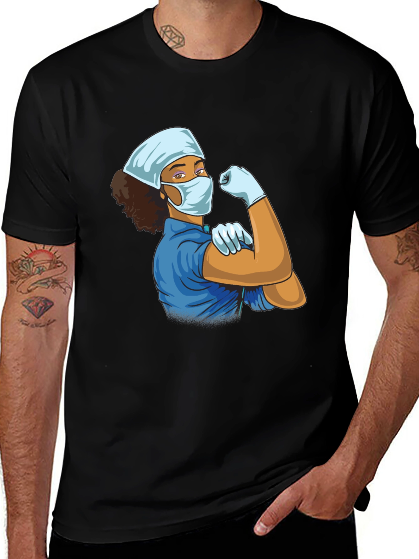 Variant 2 of Nurse Power Black T-Shirt