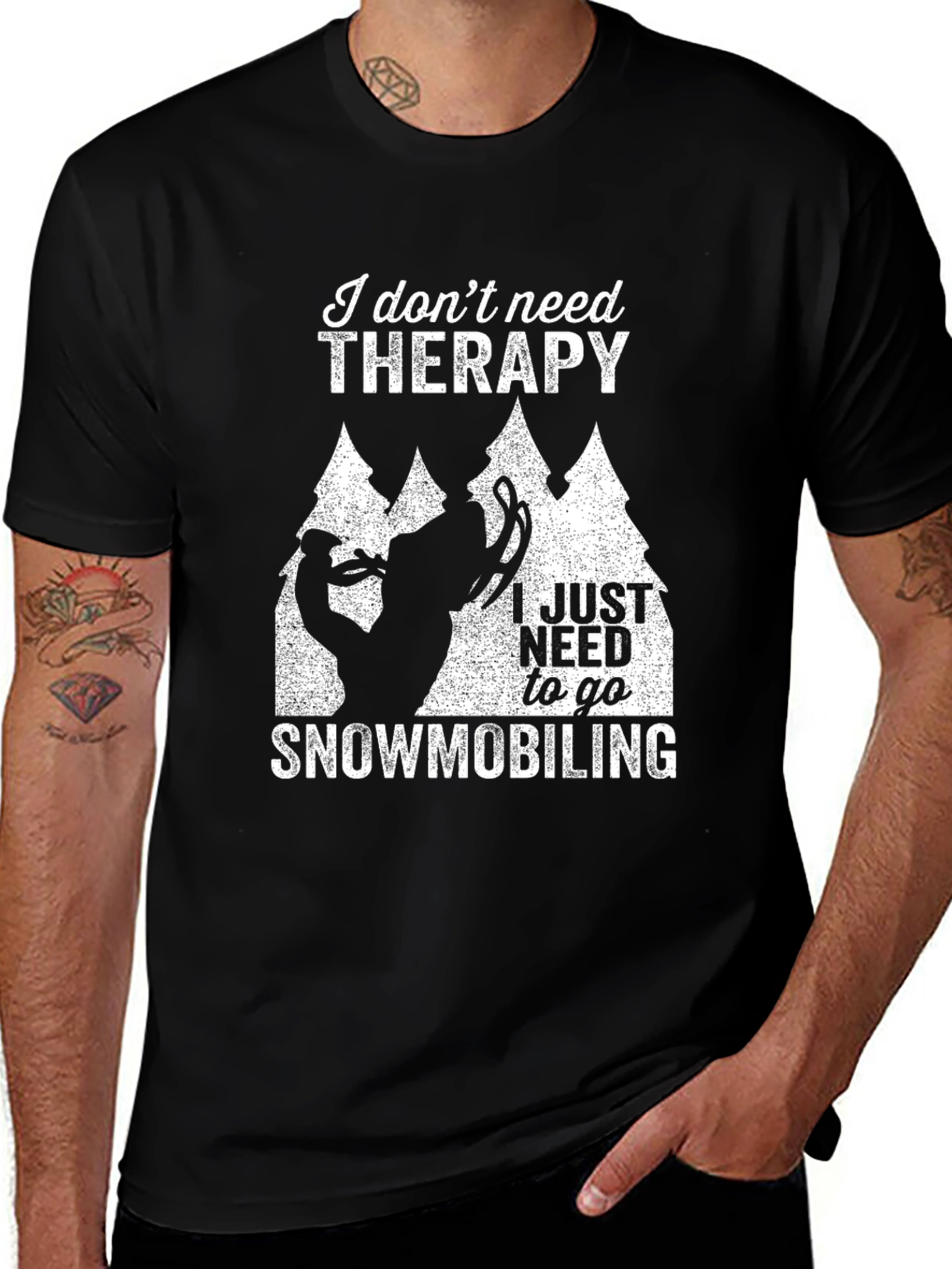 Variant 17 of I Don't Need Therapy Snowmobiling T-Shirt
