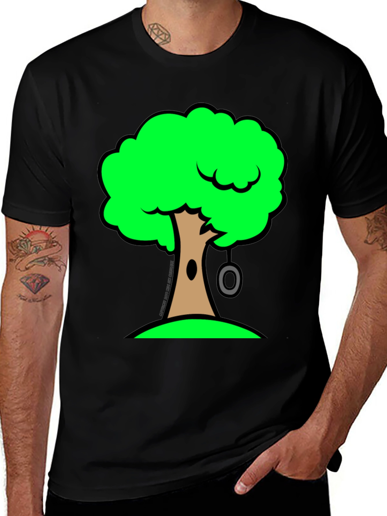 Variant 26 of Cartoon Tree Graphic Black T-Shirt