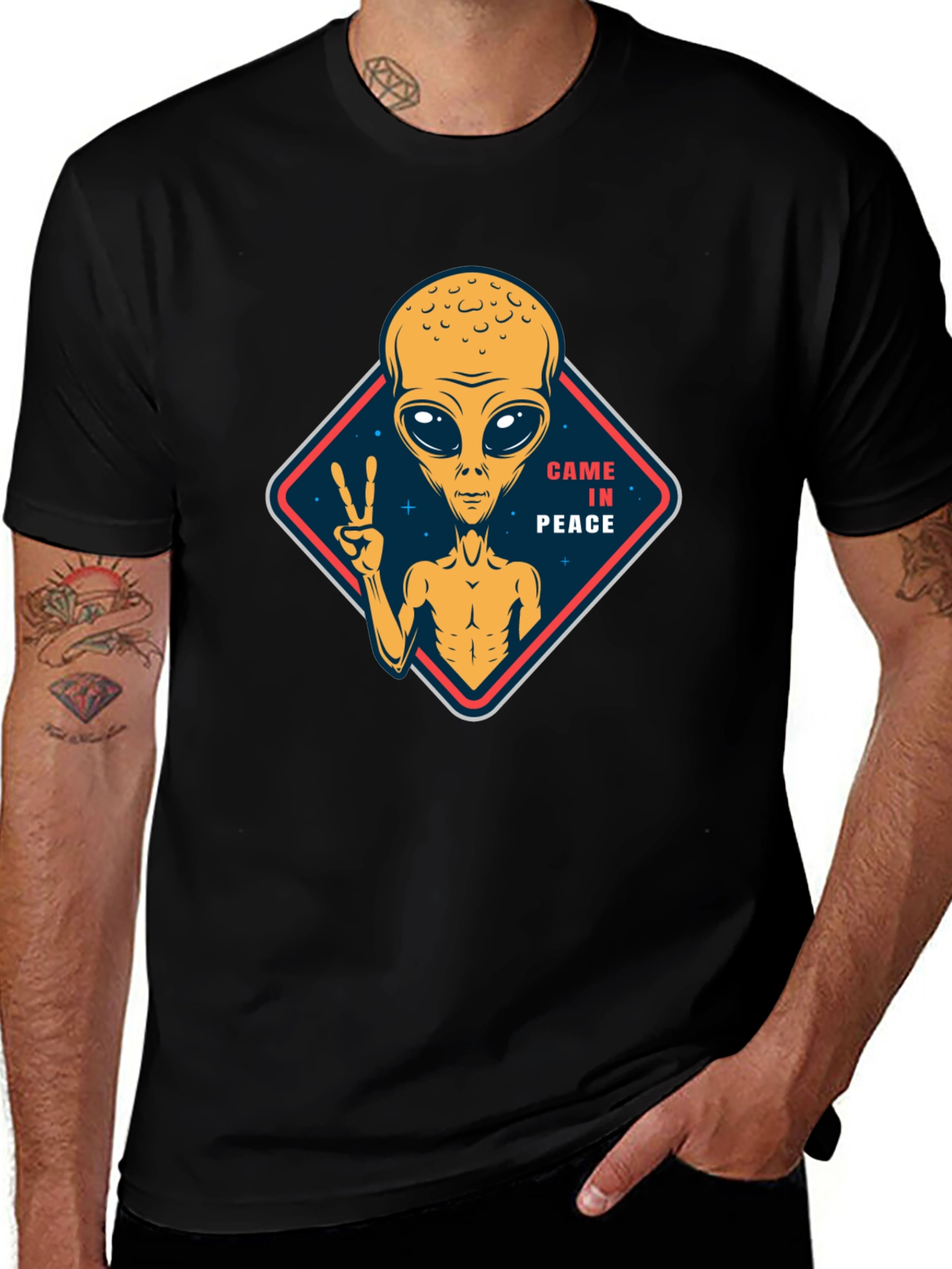 Variant 5 of Came in Peace Alien Graphic T-Shirt