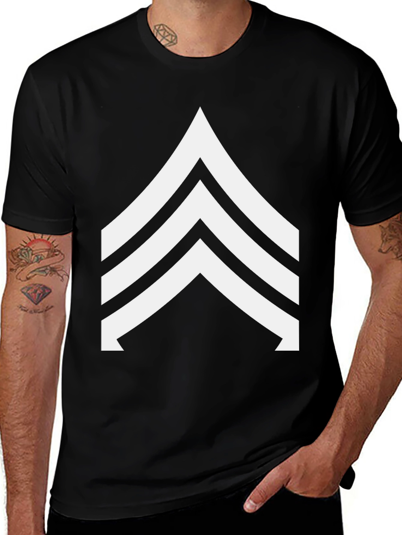 Variant 18 of Sergeant Stripes Graphic Tee - Black
