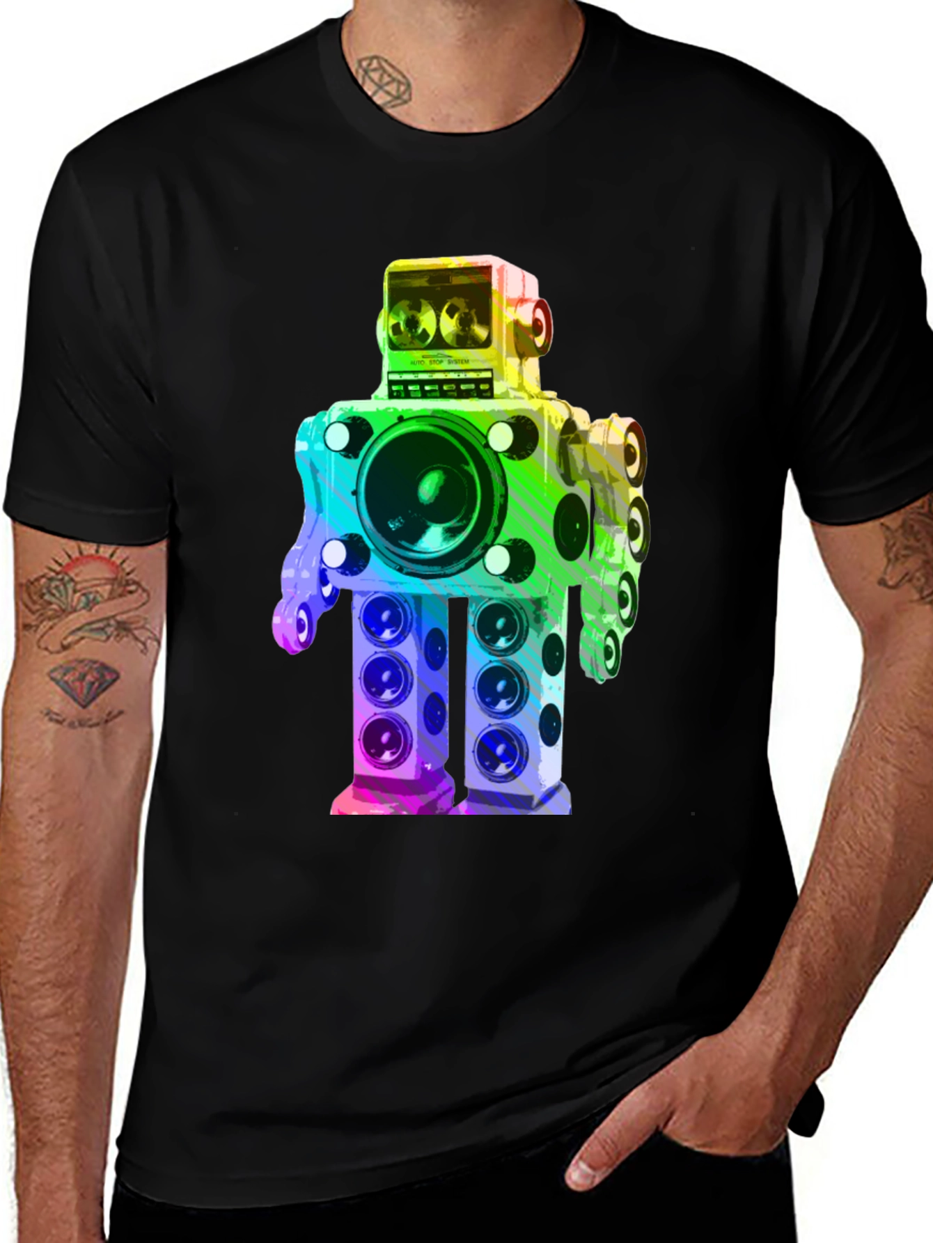 Variant 18 of Rainbow Speaker Robot Graphic Tee