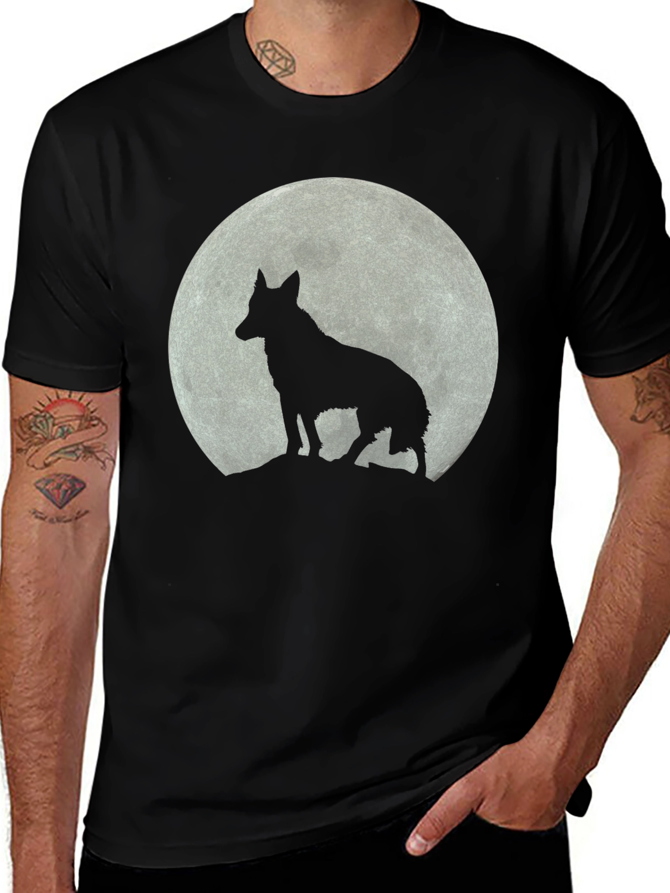 Black Wolf Moon Graphic T-Shirt - Black main image