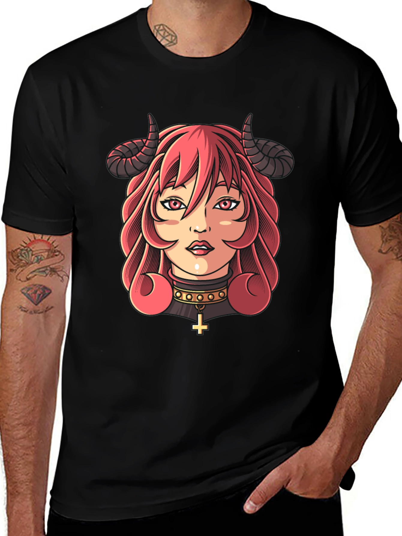 Demon Girl Graphic Black T-Shirt