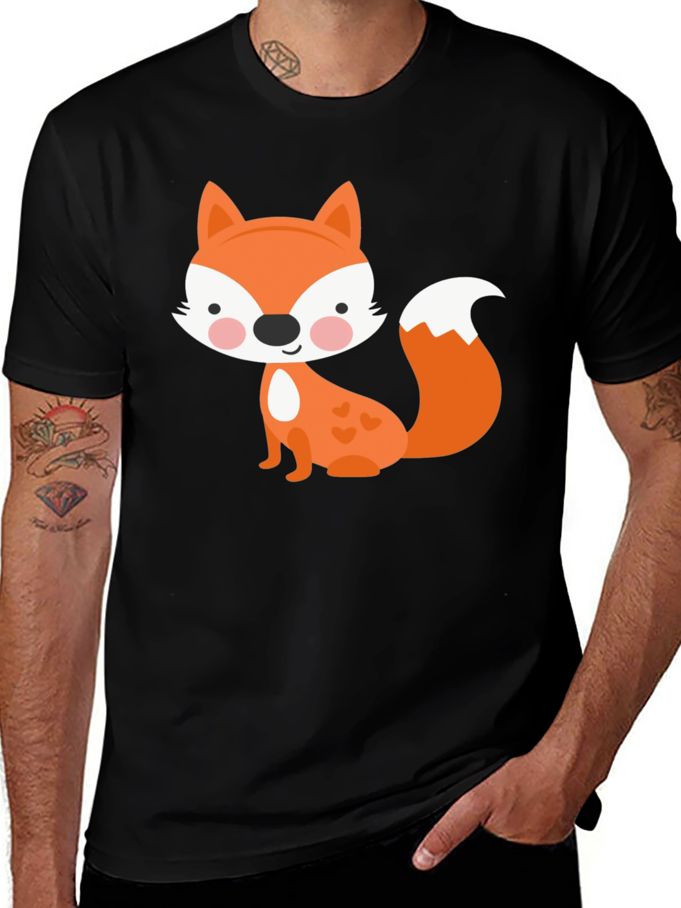 Variant 18 of Cute Fox Graphic Tee - Fun & Playful Black T-Shirt
