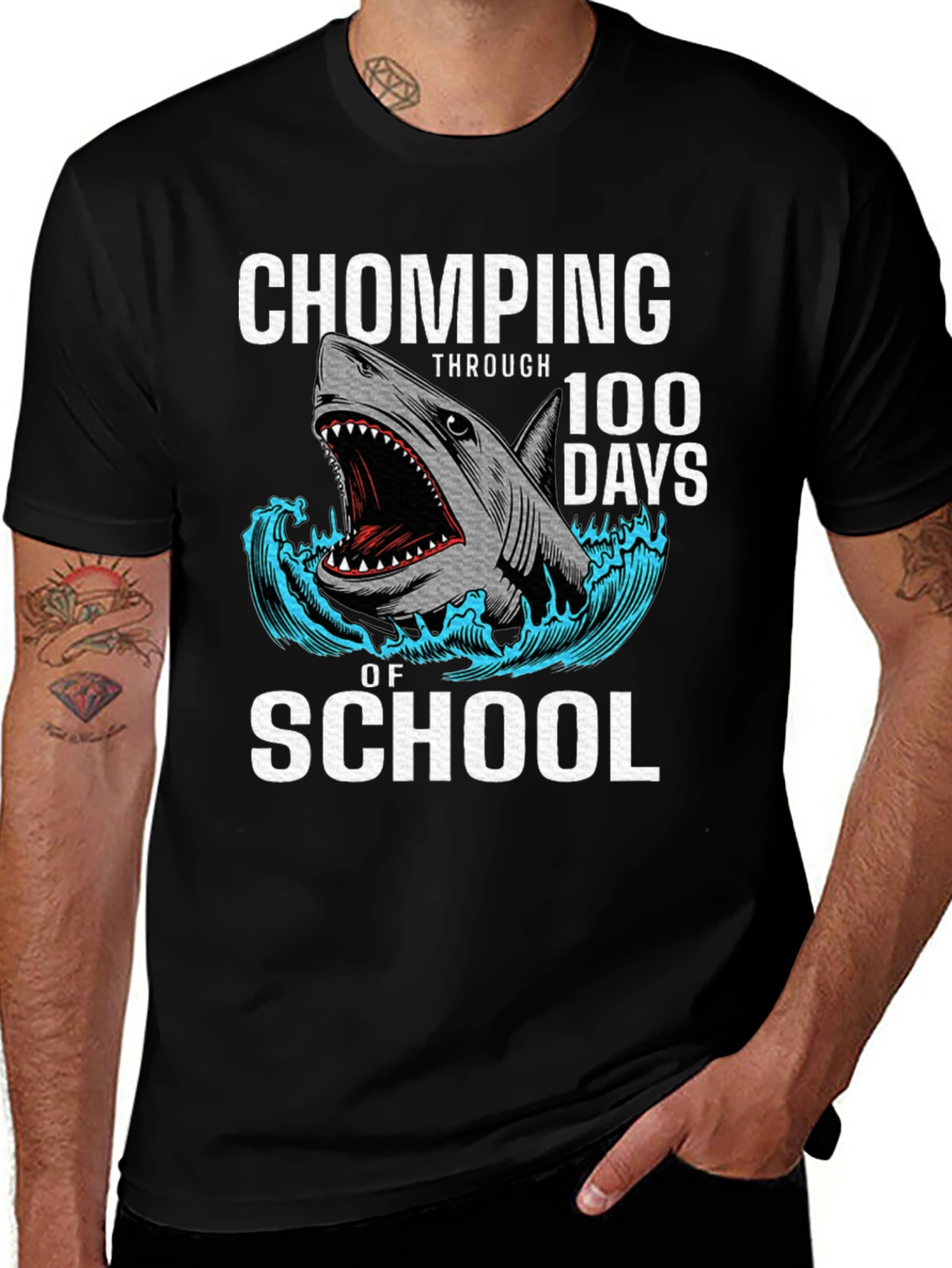 Variant 28 of Chomping Through 100 Days of School Shark T-Shirt