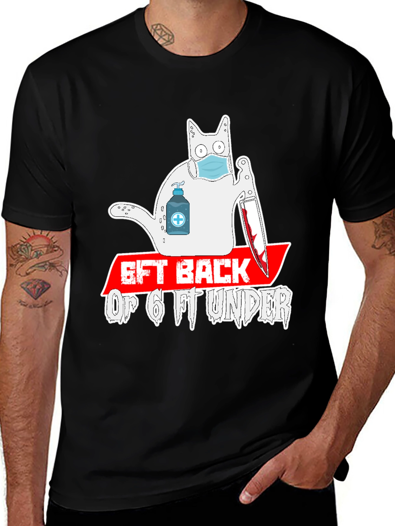 Variant 25 of 6ft Back or 6ft Under Cat Graphic Tee