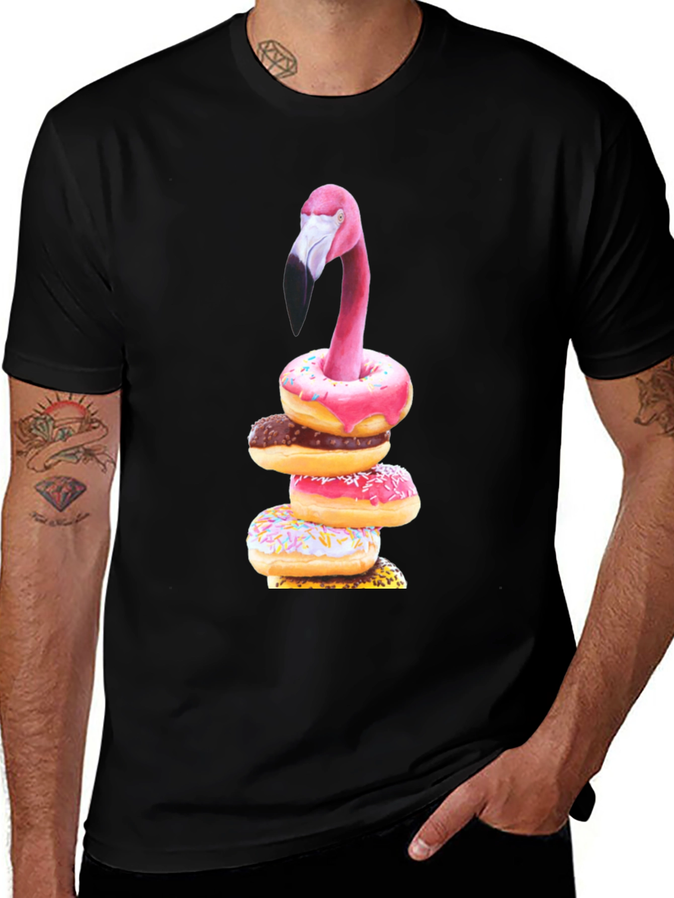 Variant 10 of Flamingo Donut Stack Graphic Tee