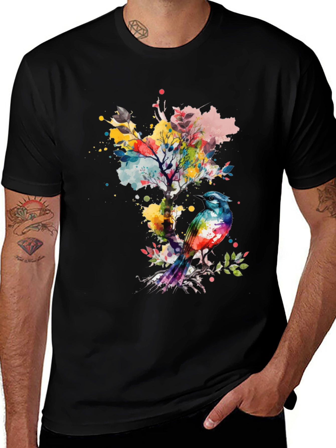 Variant 11 of Watercolor Bird T-Shirt - Artistic Graphic Tee