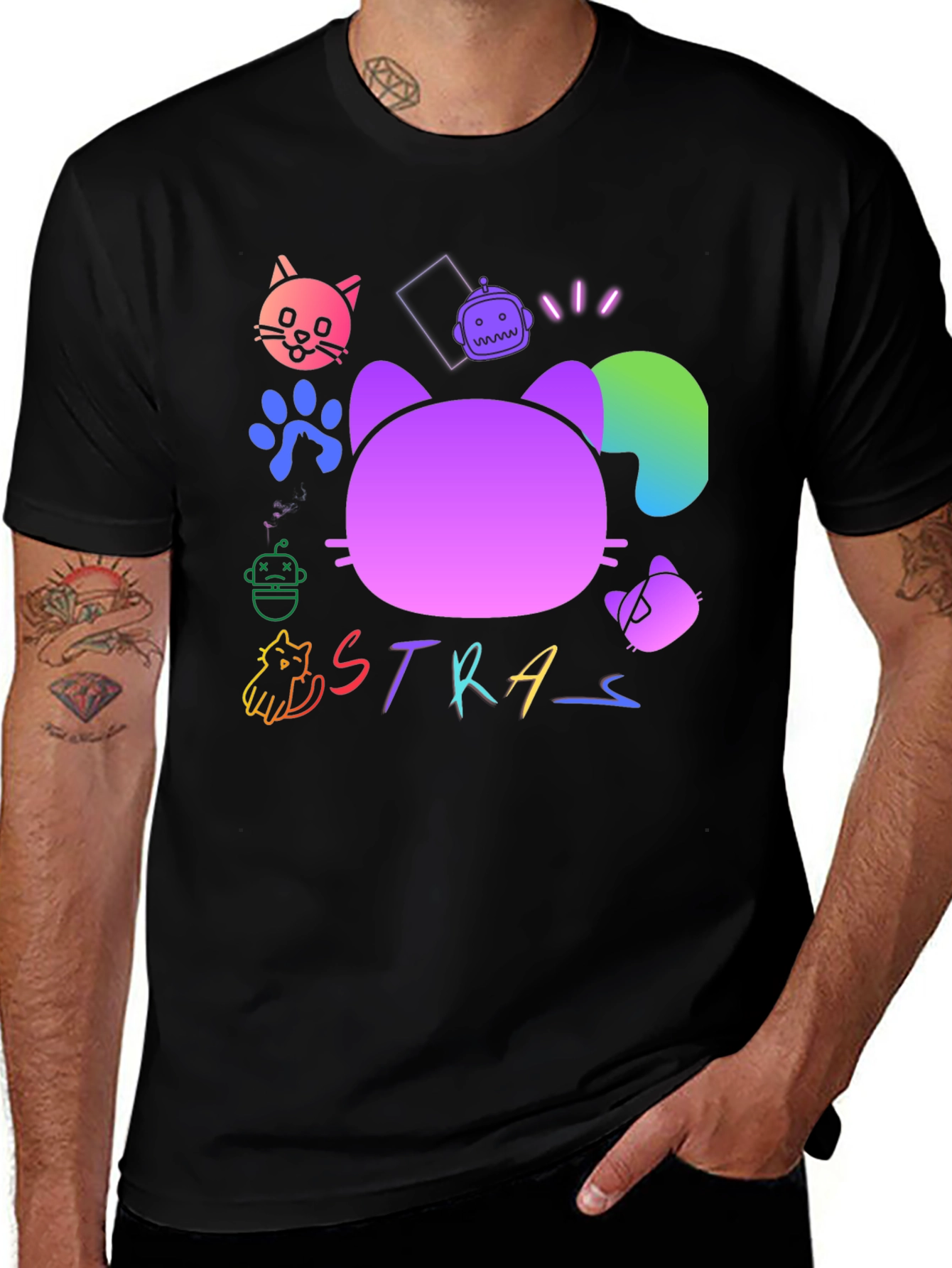 Stray Game T-Shirt Cat Robot Design