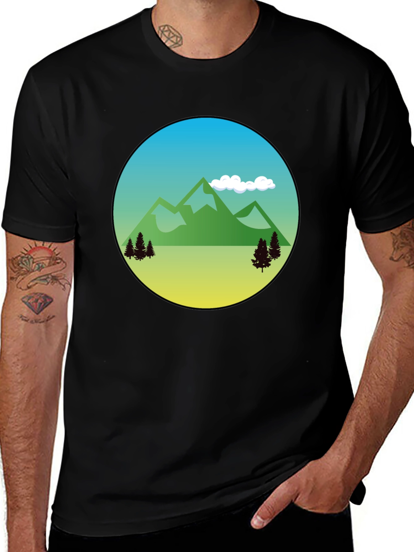 Variant 17 of Nature Scene Graphic T-Shirt - Black