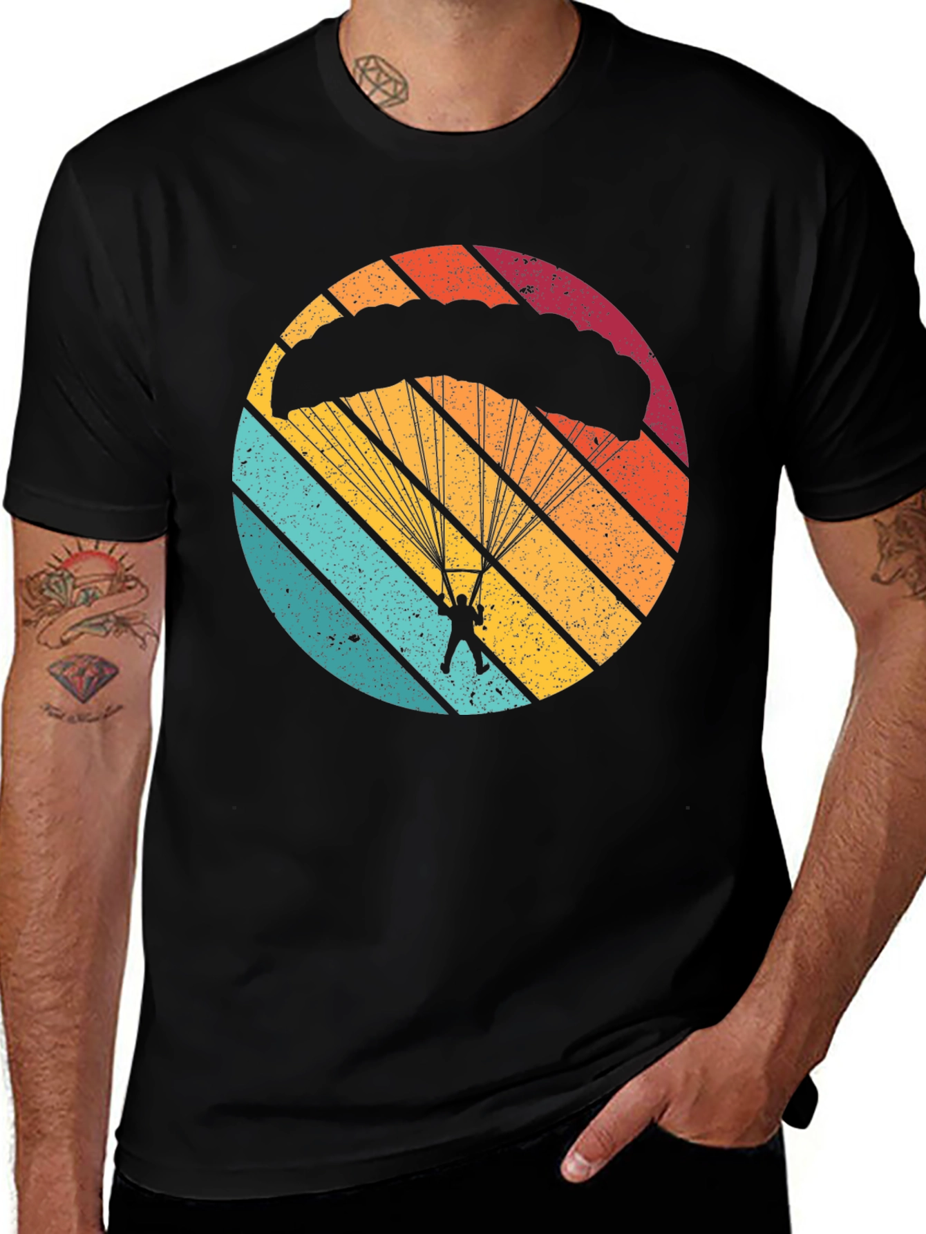 Variant 17 of Vintage Parachute T-Shirt - Retro Skydiving Tee