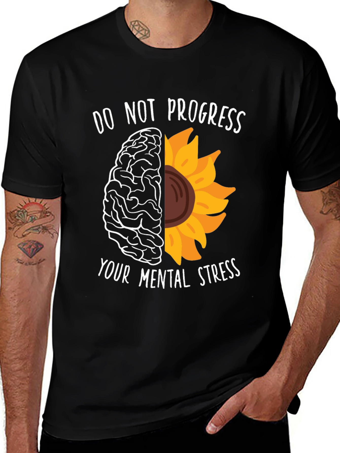 Variant 29 of Brain Sunflower Graphic Tee - Mental Health Awareness