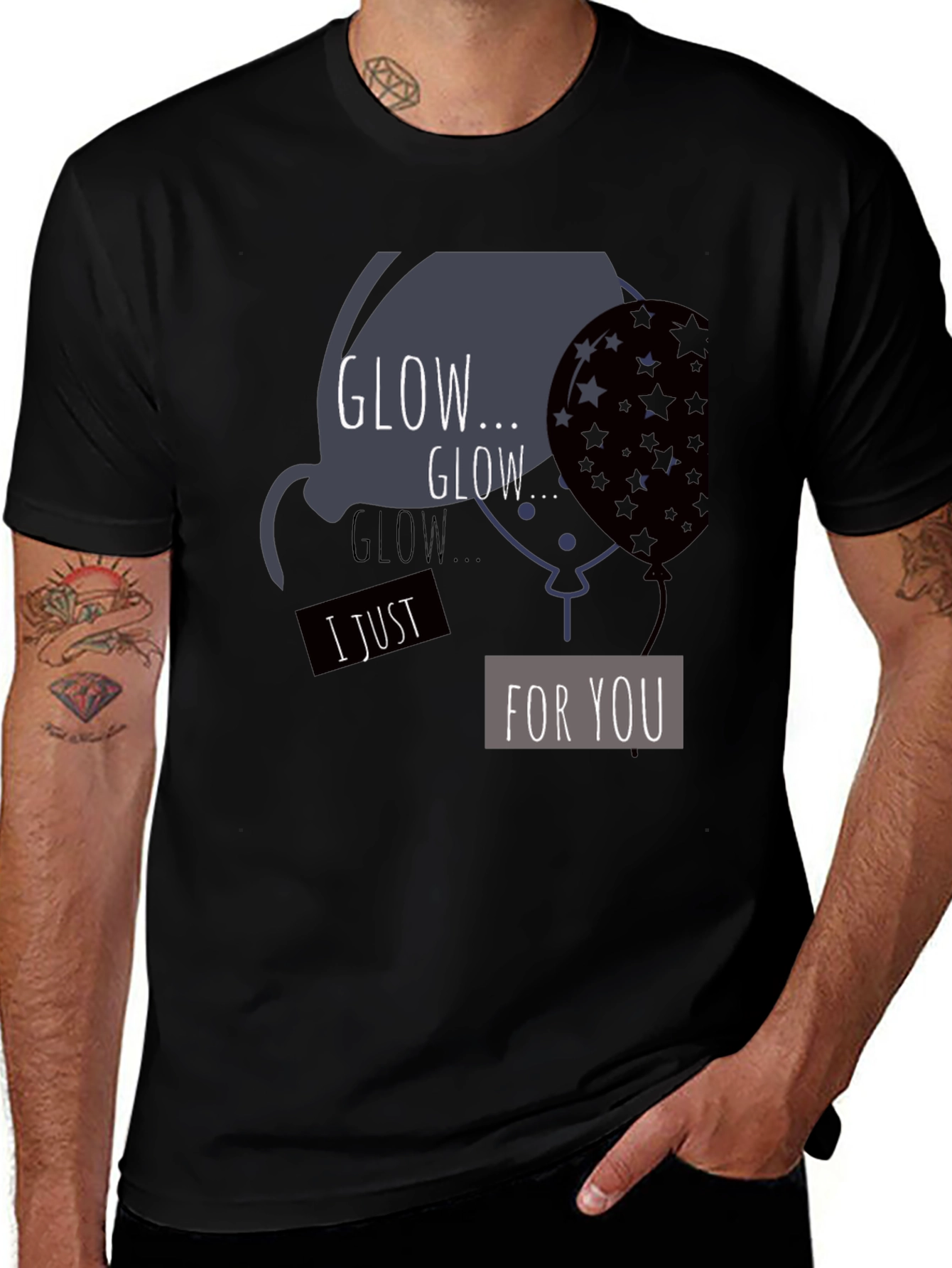 Variant 4 of Glow for You Graphic T-Shirt - Black Cotton Blend Casual Tee
