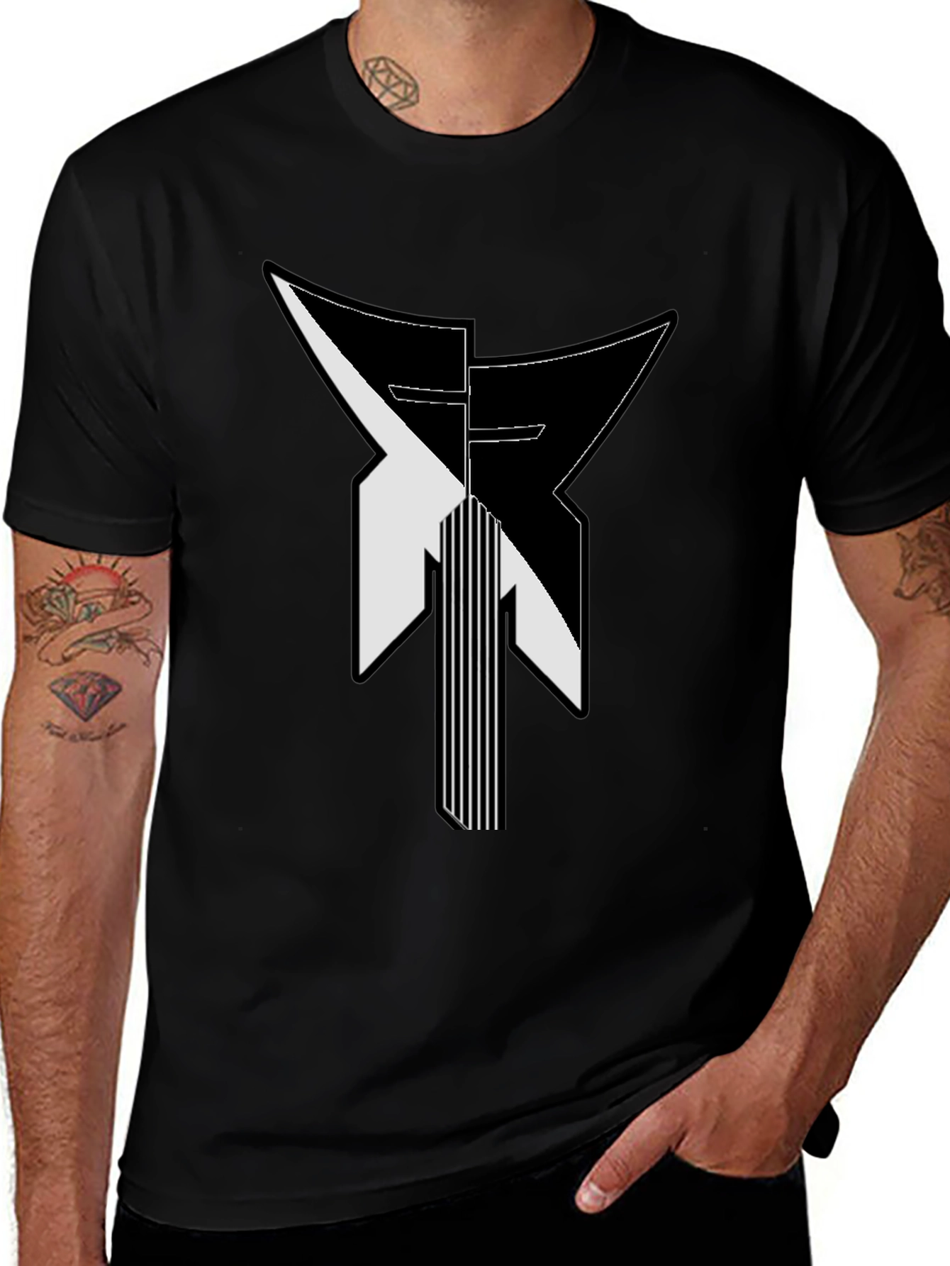 Variant 29 of Modern Geometric Graphic Print Black T-Shirt