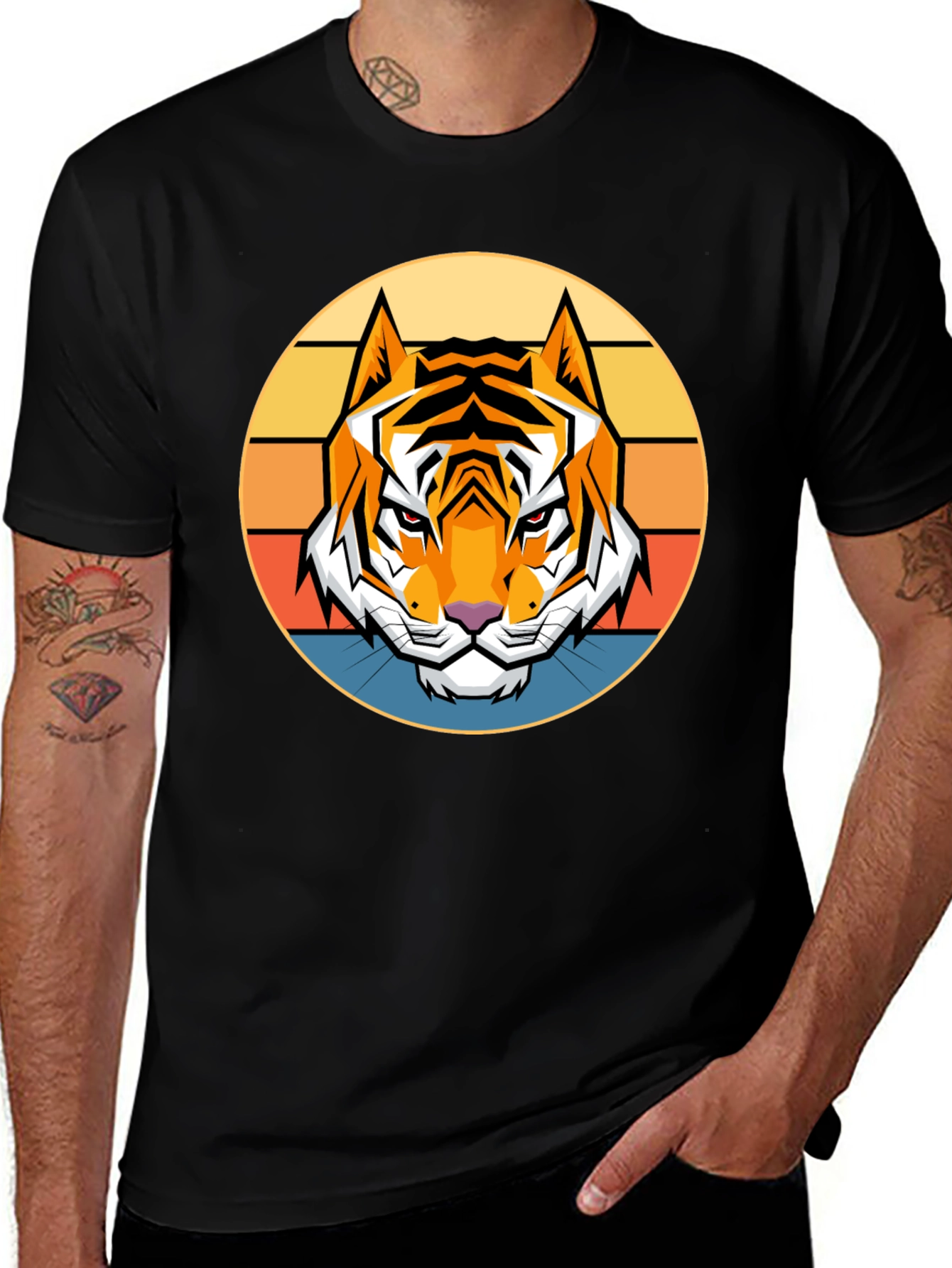 Variant 3 of Retro Tiger Graphic T-Shirt - Bold Animal Design