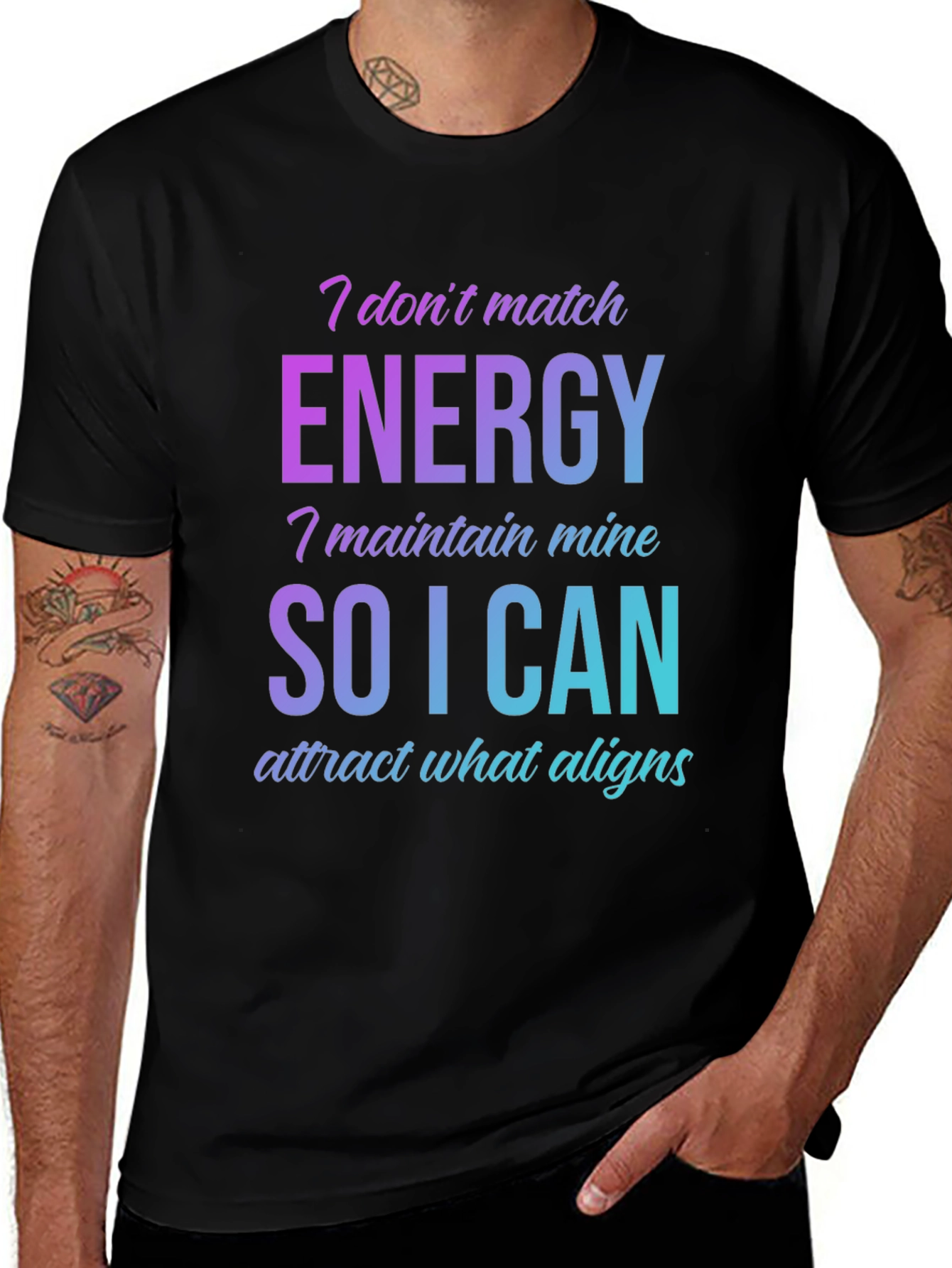 Variant 3 of Energy Alignment Graphic Tee - Trendy Black Shirt