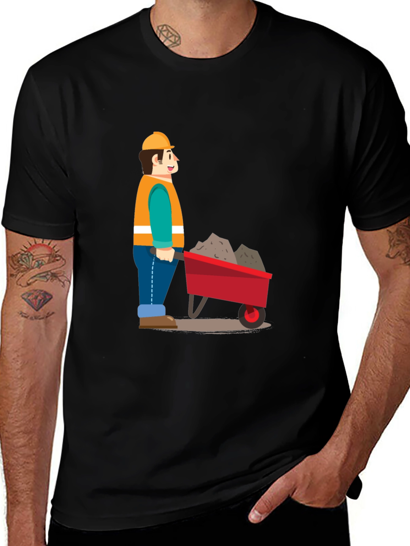 Variant 29 of Construction Worker Cartoon Graphic T-Shirt