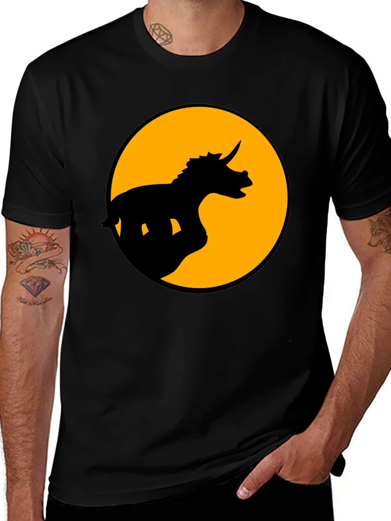 Triceratops Silhouette T-Shirt - Black Graphic Tee