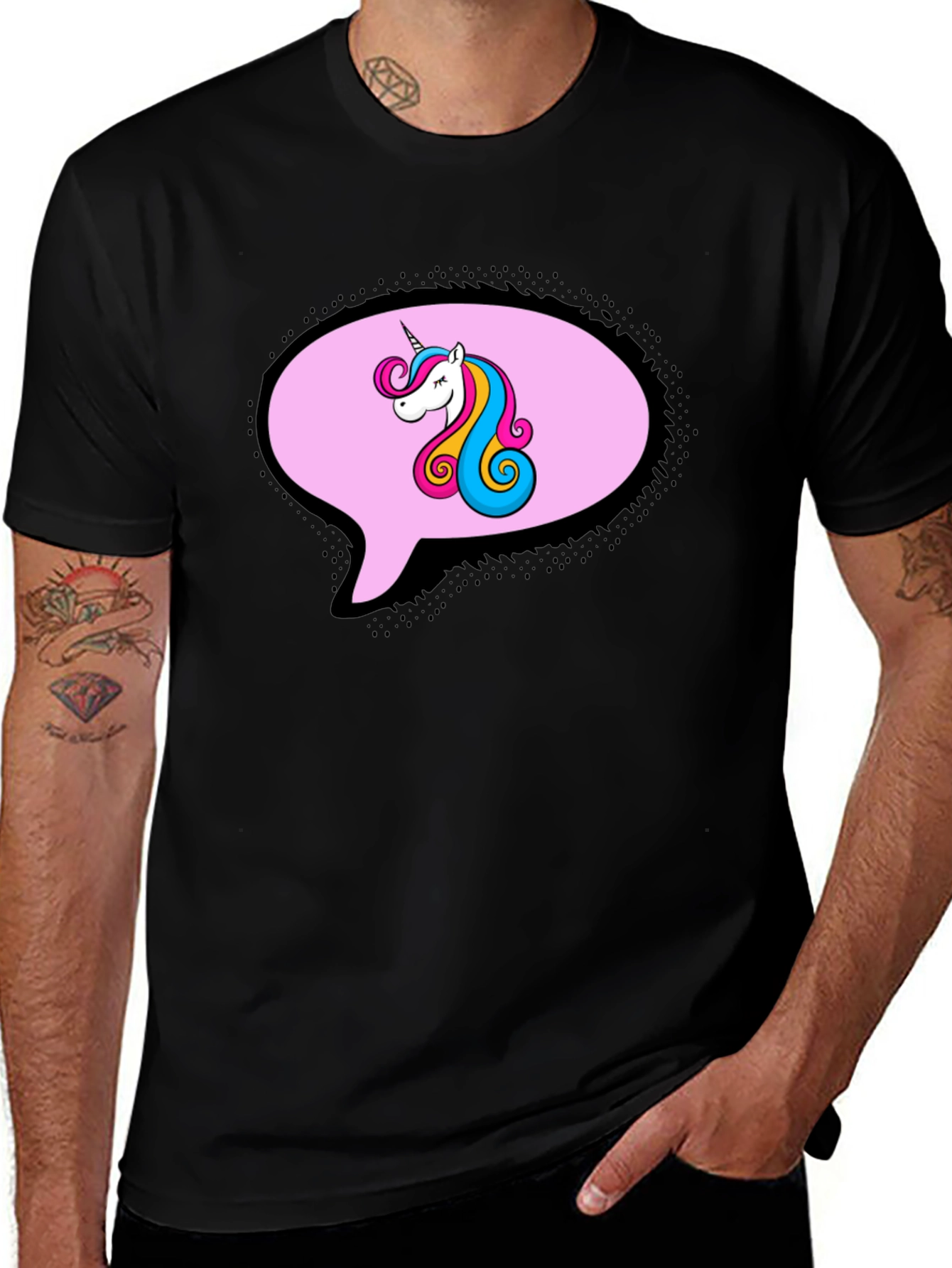 Variant 30 of Unicorn in Bubble Men's Black T-Shirt