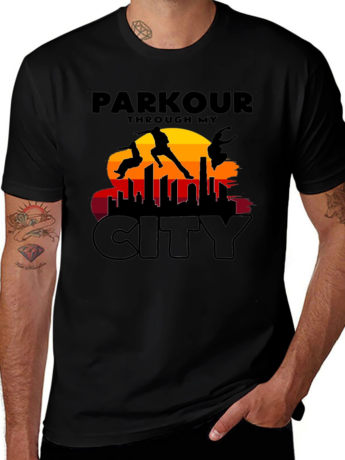 Variant 3 of Parkour Cityscape Graphic T-Shirt - Urban Adventure Apparel