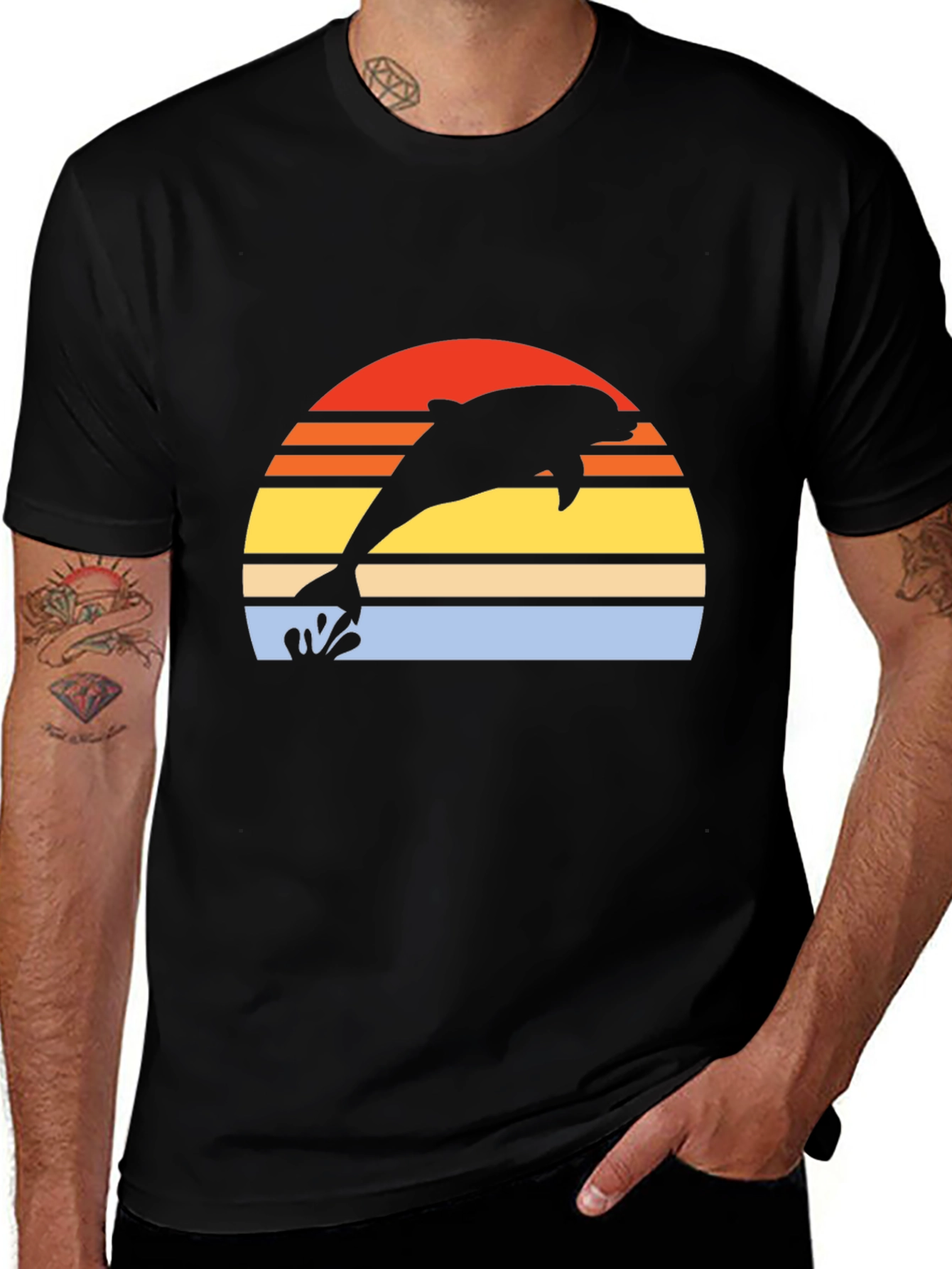 Variant 12 of Retro Dolphin Sunset Graphic T-Shirt