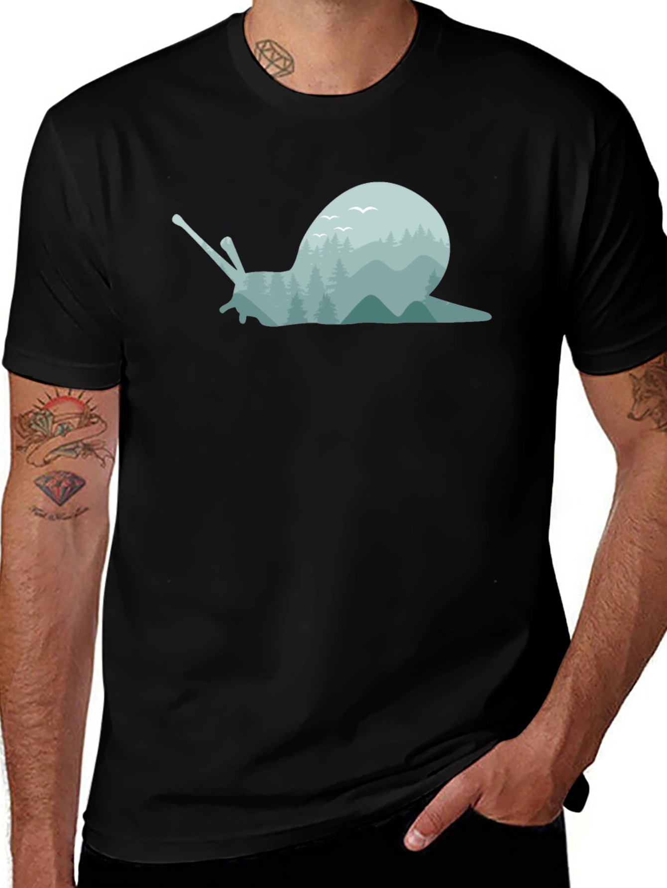 Variant 25 of Nature Snail Graphic Tee - Soft Black Cotton