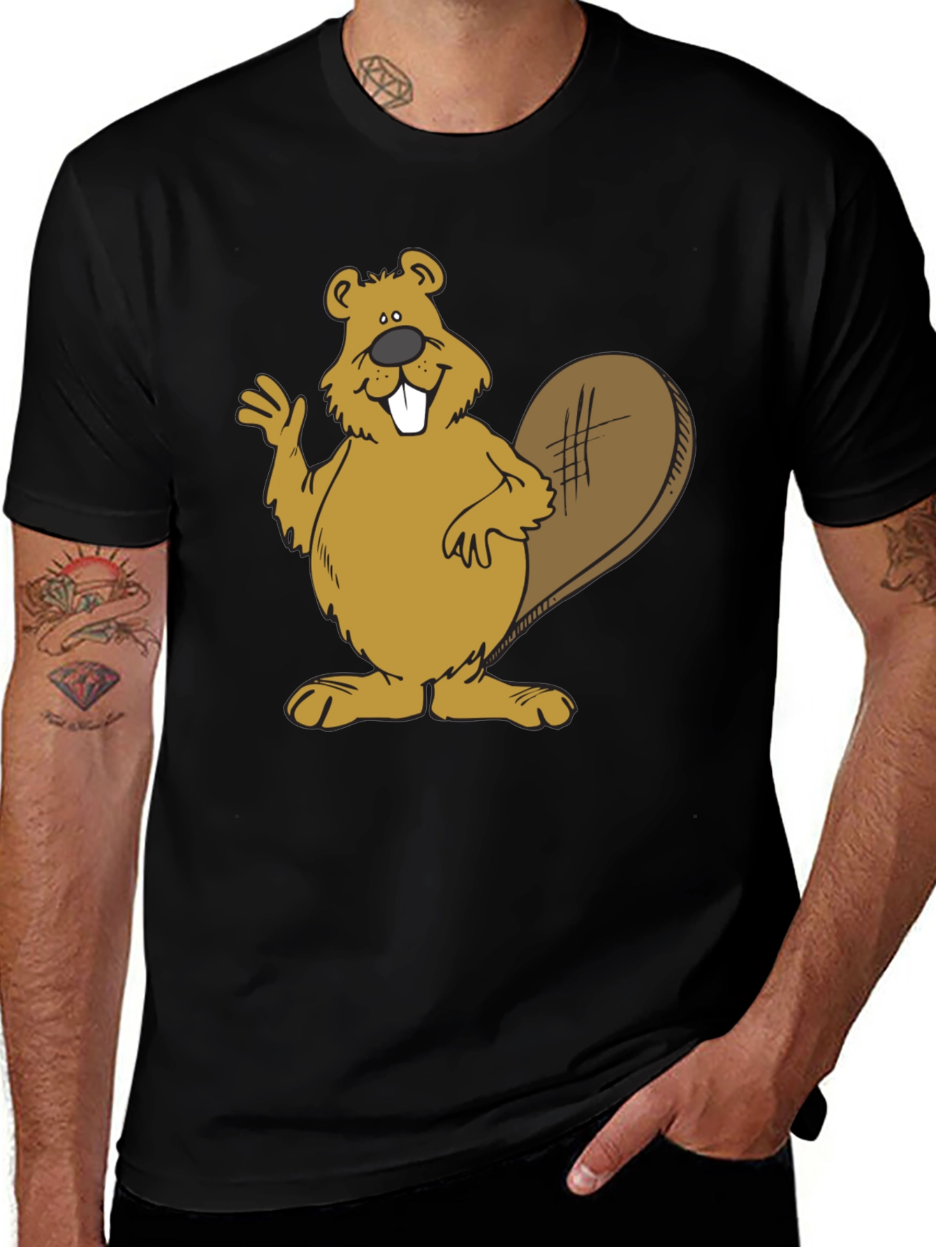 Variant 10 of Funny Beaver Cartoon T-Shirt