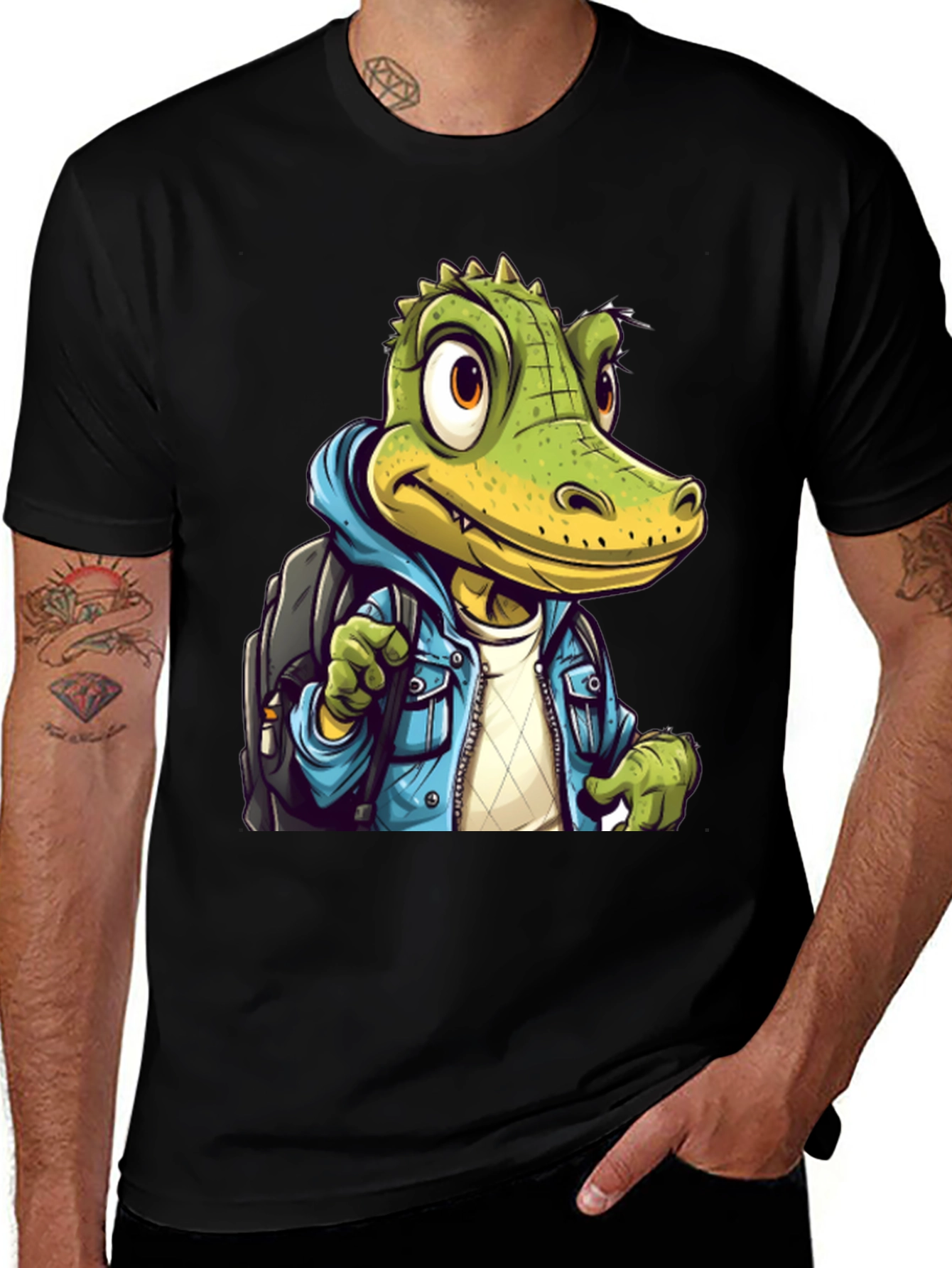 Variant 22 of Cool Alligator Graphic Black T-Shirt