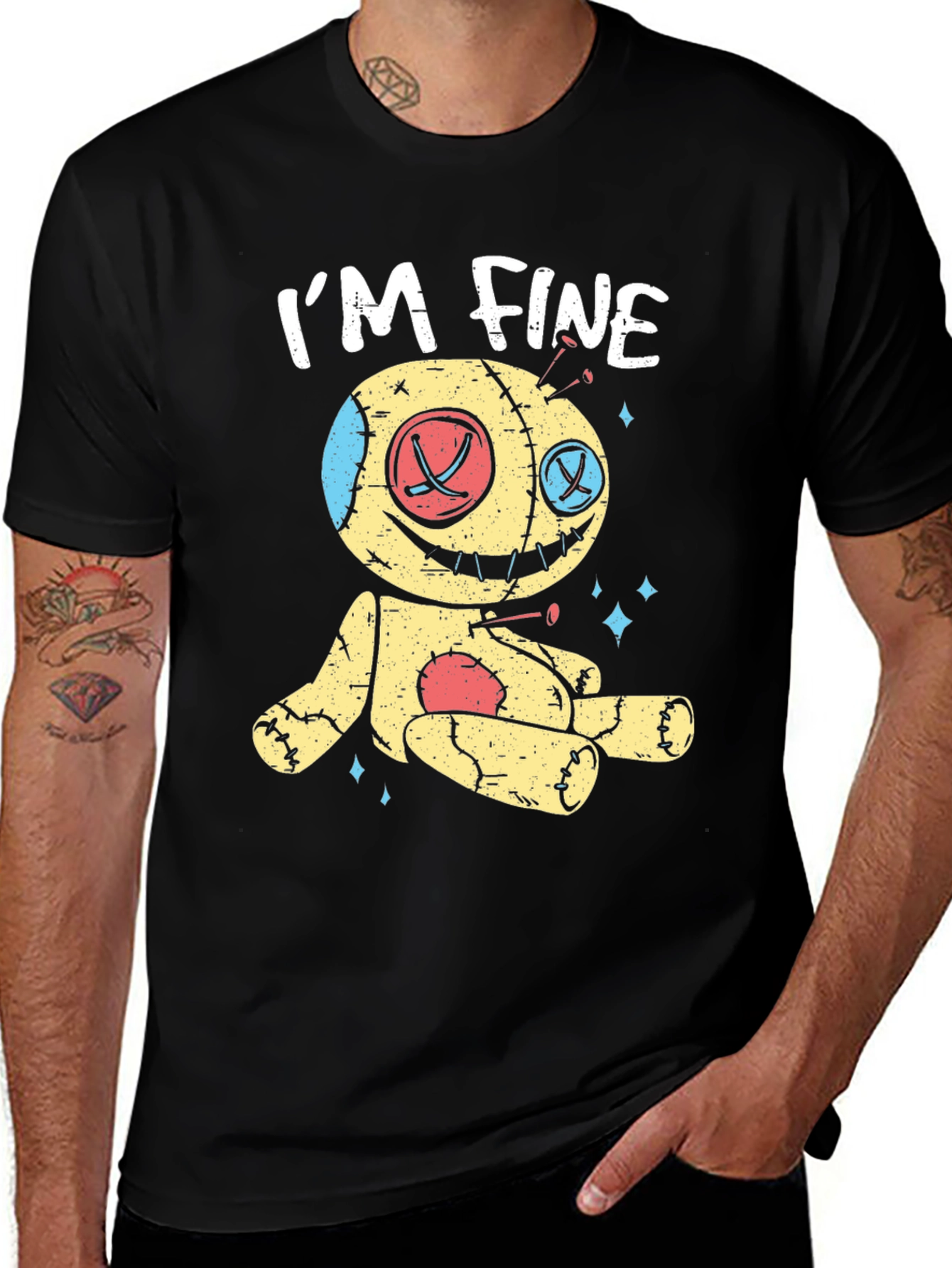 I'm Fine Voodoo Doll T-Shirt - Unique Graphic Tee